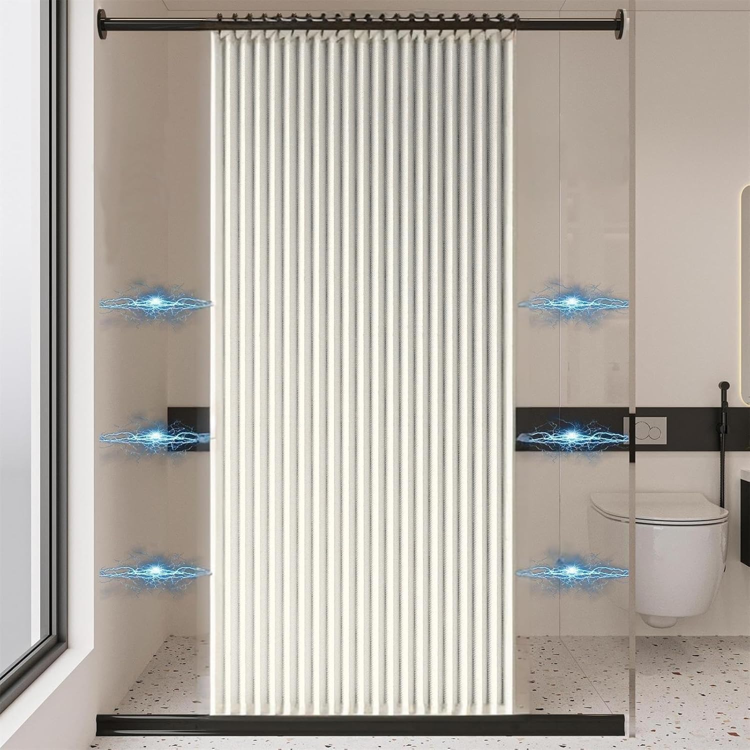 Wodoodporna magnetyczna zasłona prysznicowa instalacja bez wiercenia przenośna składana konstrukcja elastyczna dopasowana do pokoju i opatrunek mobilna zasłona 200 x 260 cm rozmiar.