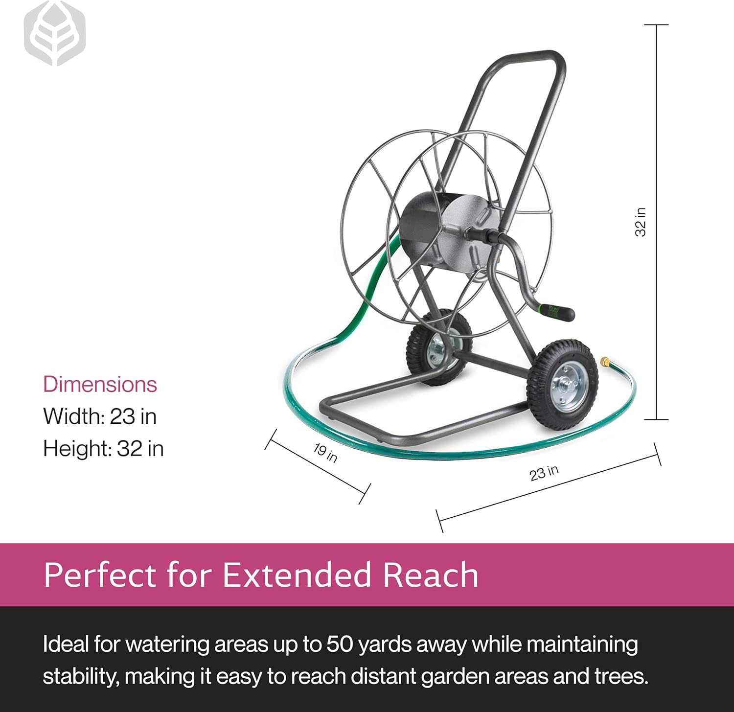 Yard Butler Hose Reel Cart with Wheels Heavy Duty 200 Foot Metal Hose Reel Suitable for Gardens, Lawns and Outdoor - IHT-2EZ