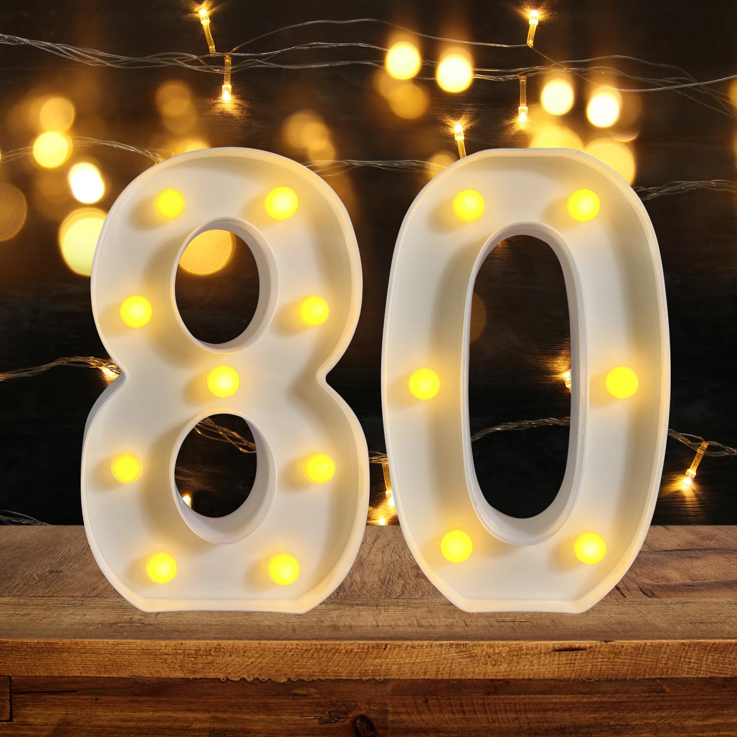 ZUOKEMY 80th Birthday Decoration LED Light up Numbers, Birthday Number Sign Light for Birthday Party Decoration Night Lit Anniversary Background Home