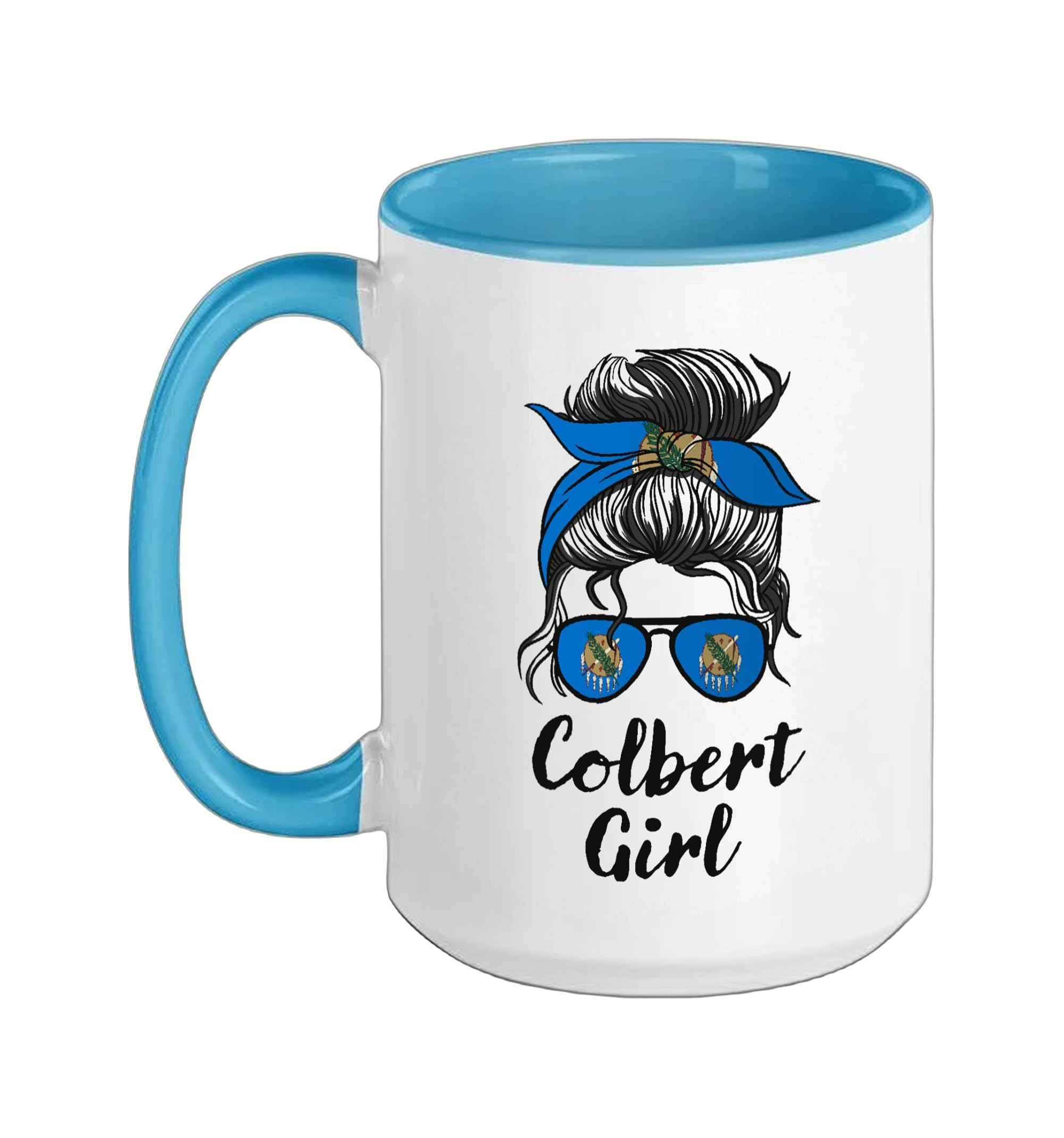 Colbert Oklahoma Women Girl Ceramic Mug, Blue/White, 15oz