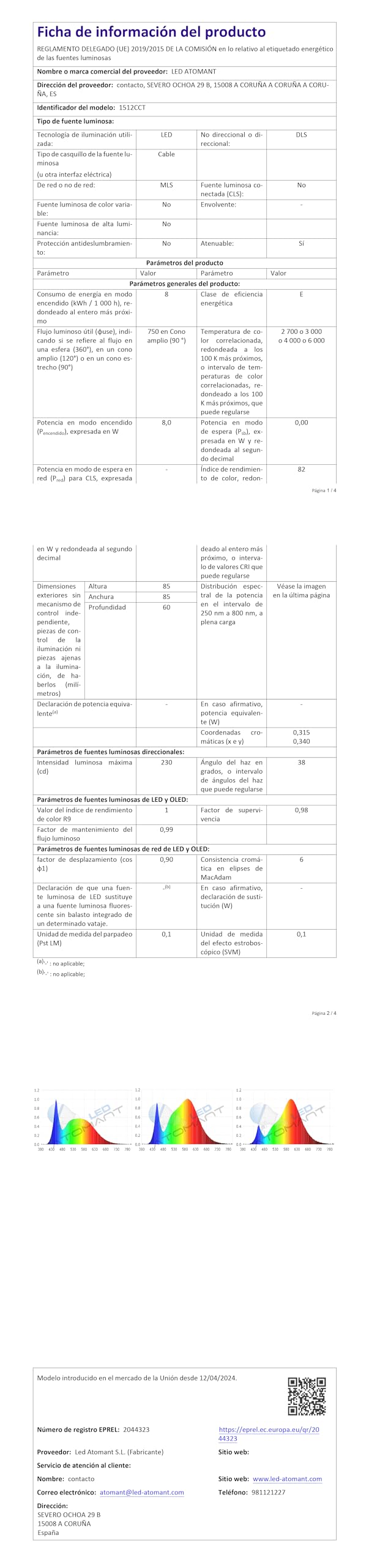 LED ATOMANT 10x LED Einbaustrahler Ausschnitt 70mm 8W CCT 3000-6500K IP65 | Durchmesser 85mm, Mit CCT-Farbtemperaturwahlschalter, 720 Lumen, Direktanschluss an 220V