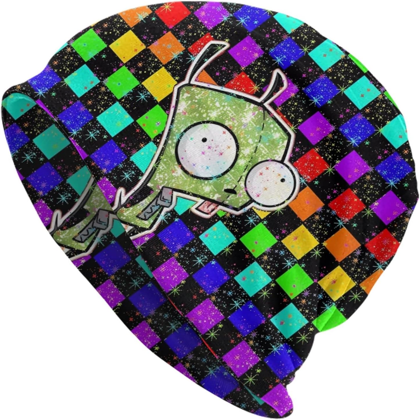 Aldult Beanie Hats Invader Anime Zim Slouchy Skull Cap Thin Knit Hat for Men Women Headwear Black