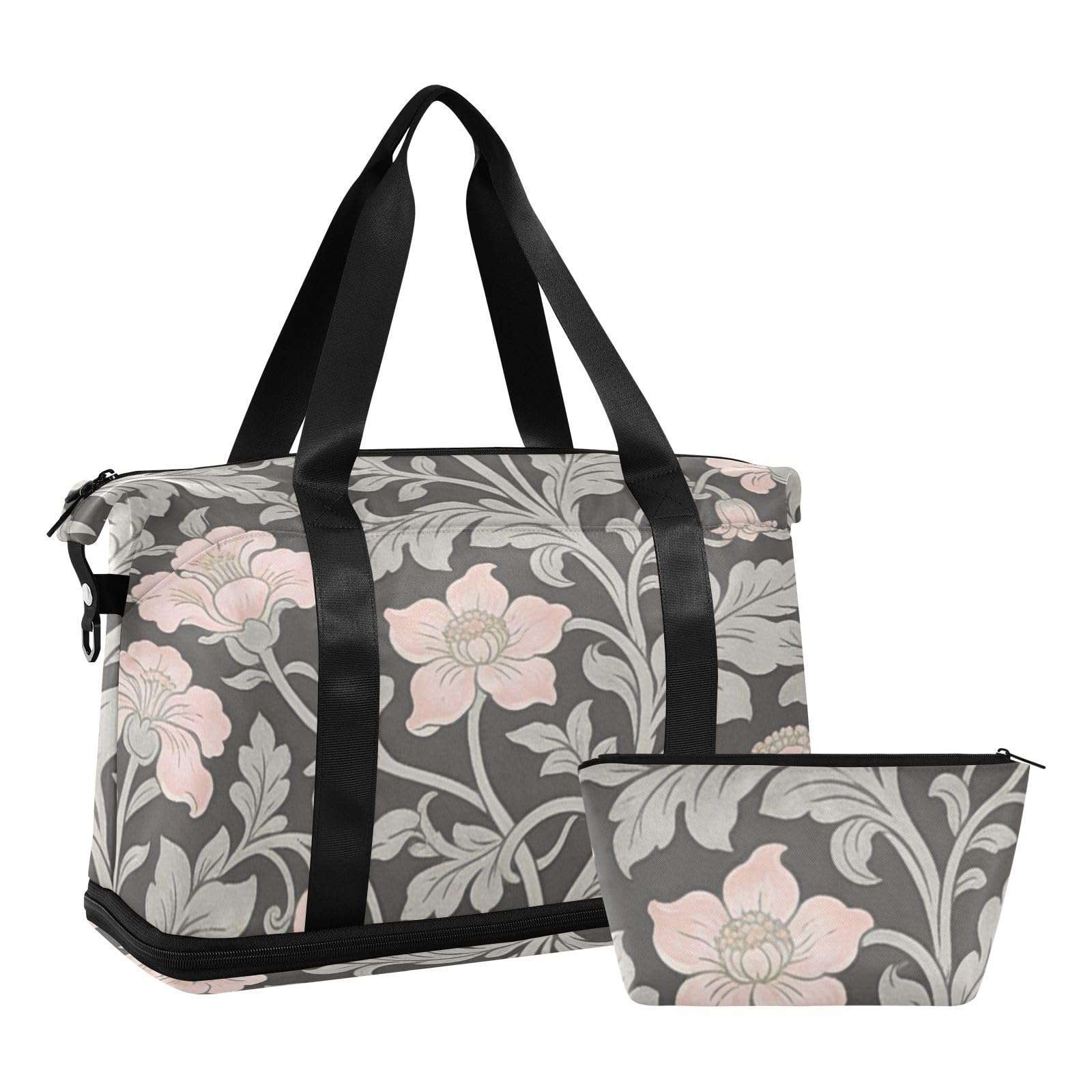 William Morris - Bolsas de lona gris con bolsillo húmedo con correa ajustable, bolsa de entrenamiento deportivo para yoga, impermeable, para hombres y mujeres
