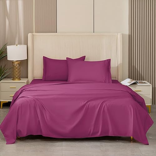 Miniatura 7 de REDKEY Juego de sábanas Queen con bolsillo profundo, 4 piezas transpirables y fundas de almohada, juego de sábanas de poliéster resistente a las