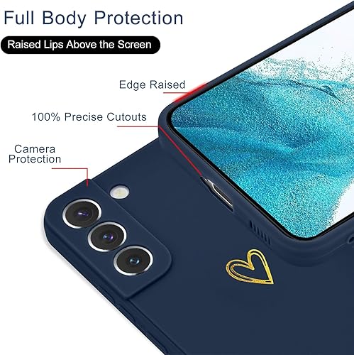 Miniatura 4 de Funda para Samsung Galaxy S22, bonita funda delgada a prueba de golpes con soporte de carga inalámbrica y protección, azul marino