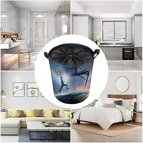 Miniatura 5 de Sports Basketball Teens Kids Laundry Basket Modern Fantasy Galaxy Earth Basketball 3D Printing for Bedroom Laundry Room Closet Bathroom College One
