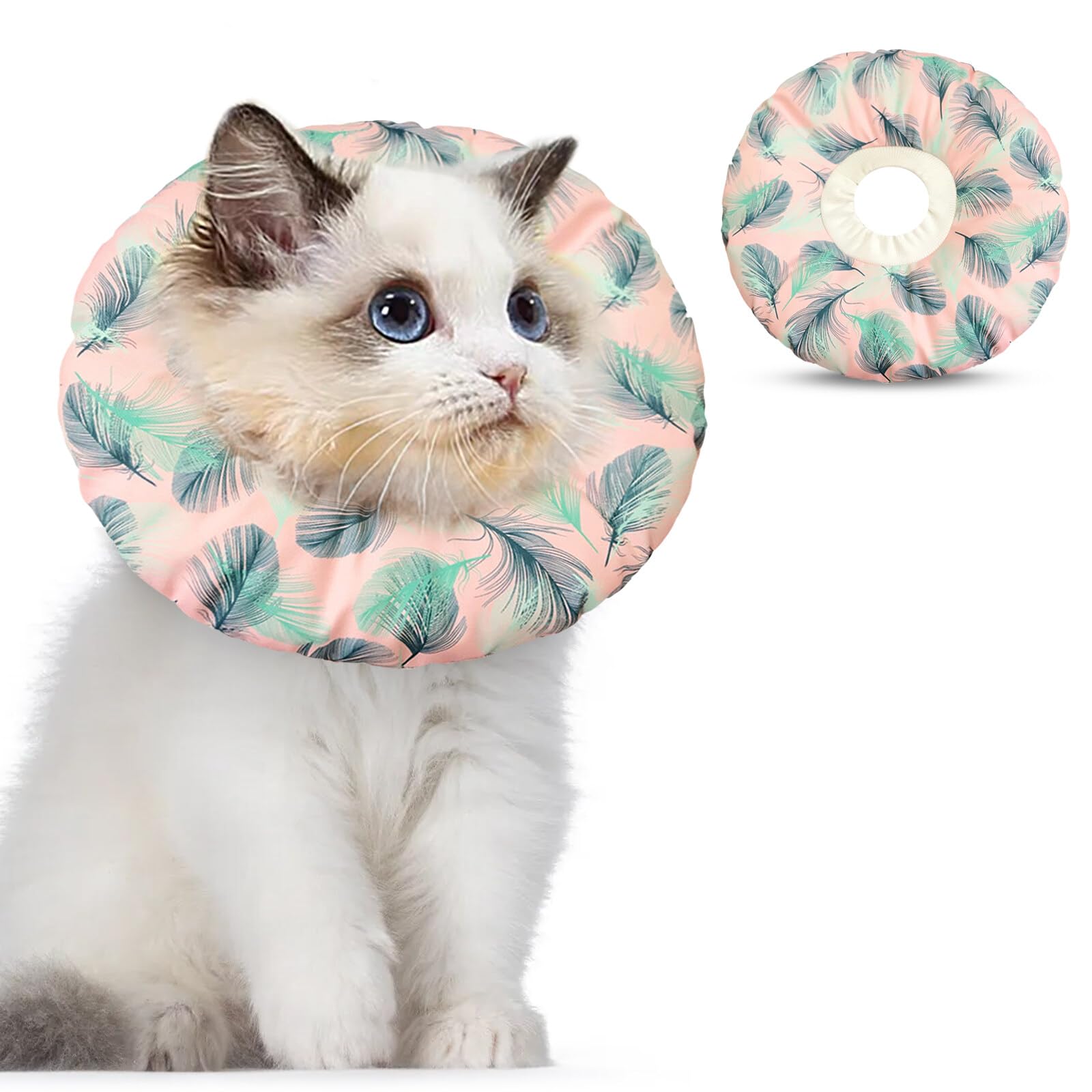 Kytpyi Collar Isabelino Gatos, Collar Isabelino, Suave Ajustable(17-27 cm) Collarin Gato, Respirable Impermeable Algodón Collar de Recuperación para Gato o Cachorro Protección de Herida(Rosa)