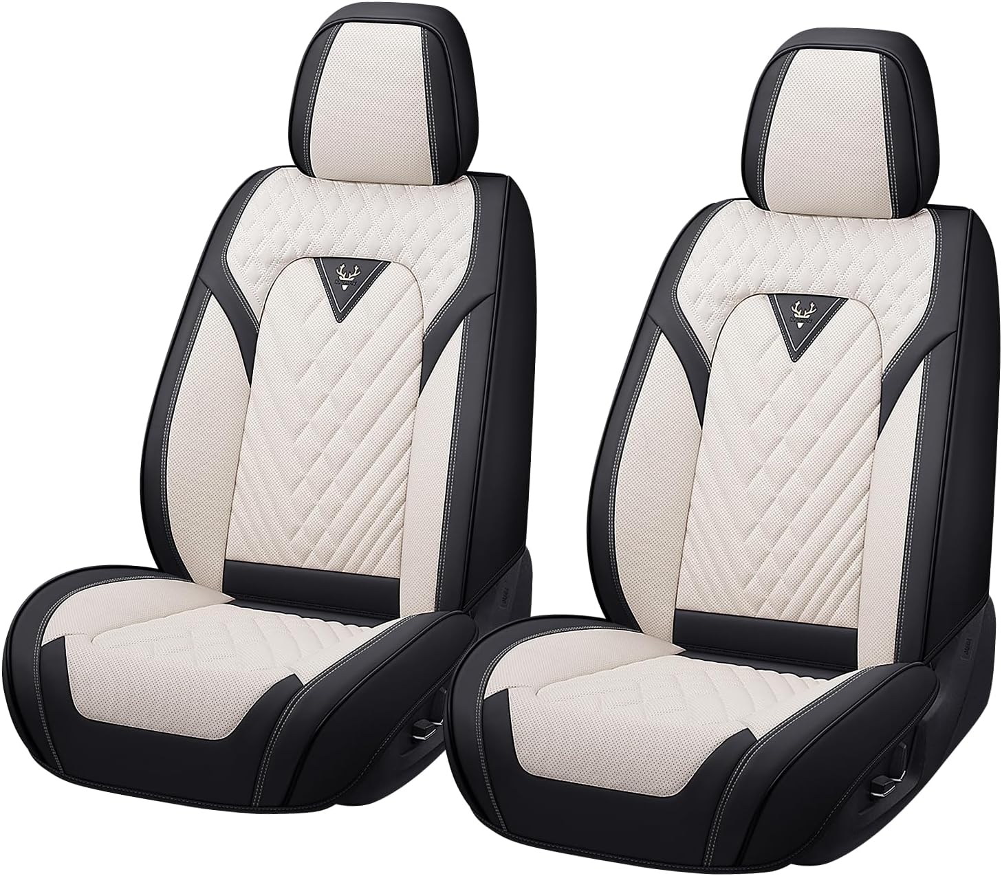 Car Seat Cover for Mazda Cx-5 2013-2024,Premium Nappa Leather Breathable Waterproof Sports Seat Cover,Easy to Install Automotive Seat Covers Front Pair（Black & White）