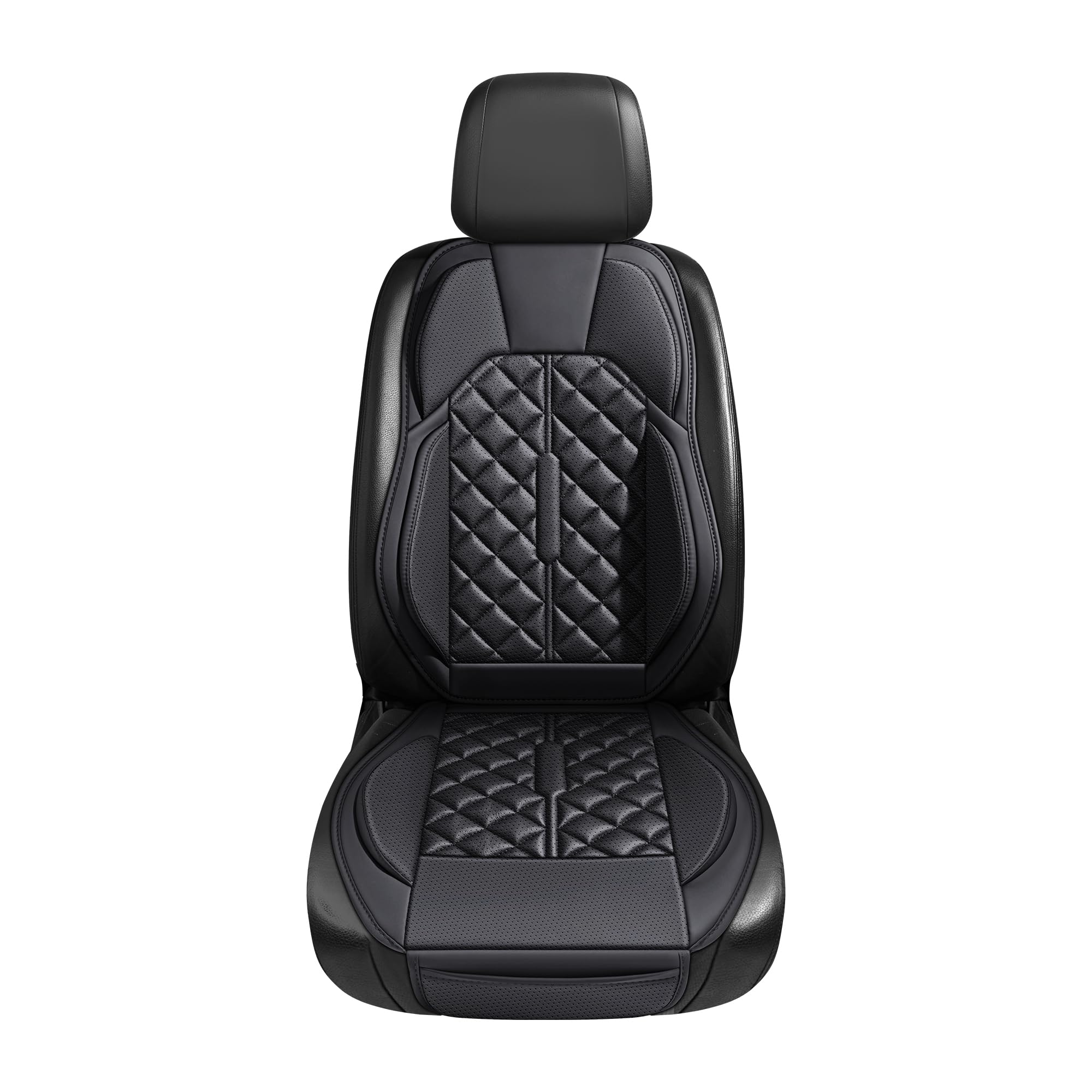 similar to… car seat covers, premium perforated napa leather, semi universal fit, front seat with storage bag, full set for suv truck sedan (black, front row single seat)