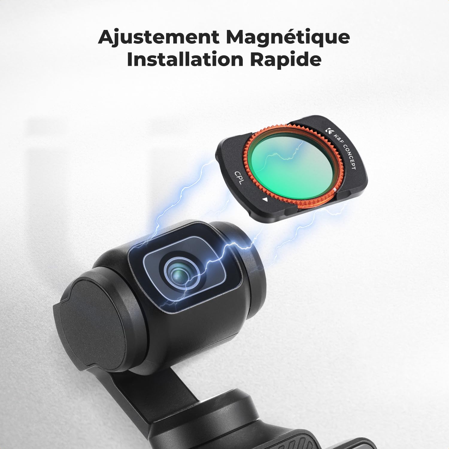 K&F CONCEPT FD161 Kit de filtres Compatible avec DJI OSMO Pocket 3/4, HD CPL ND16 ND64 ND256 Creator Combo Accessoires Magnétique Filtre polarisant à densité Neutre Verre Optique Cadre en Aluminium