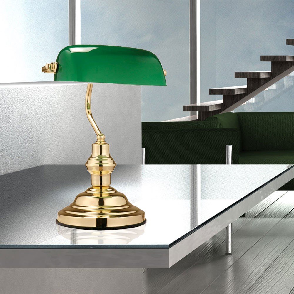Nostalgie Antik Retro Bankerlampe Schreibtischlampe Tischleuchte Globo Antique grün 2491