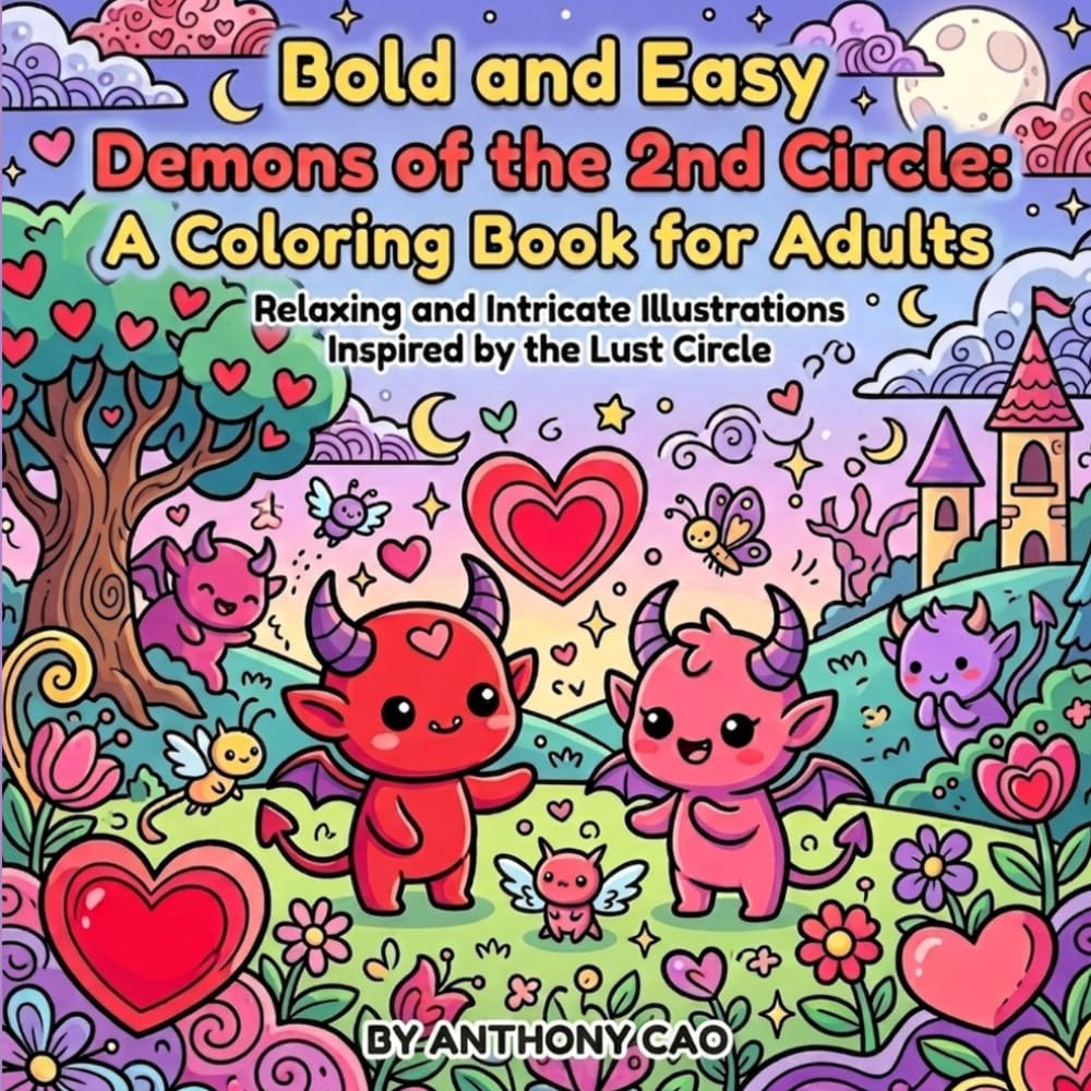 Bold and Easy Demons of the 2nd Circle: A Coloring Book for Adults: Relaxing and Intricate Illustrations Inspired by the Lust Circle