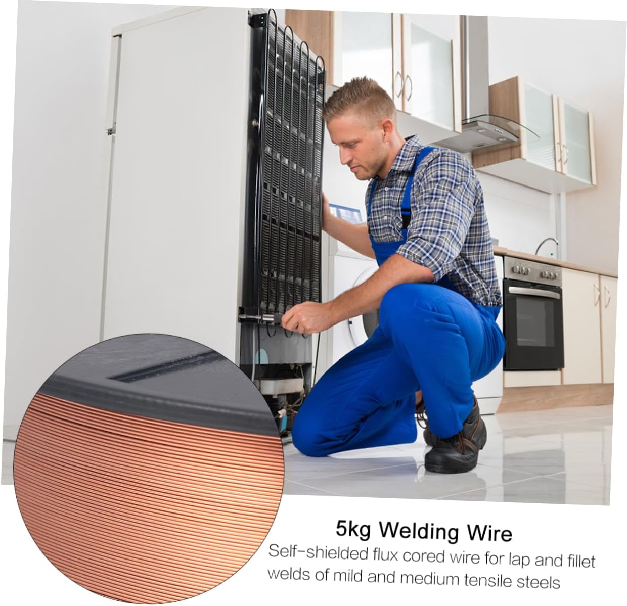 jojofuny 4.5kg Solid Cored Welding Wire Wire for Mild Gas Welding Low Carbon Purpose Applications Automotive and Construction