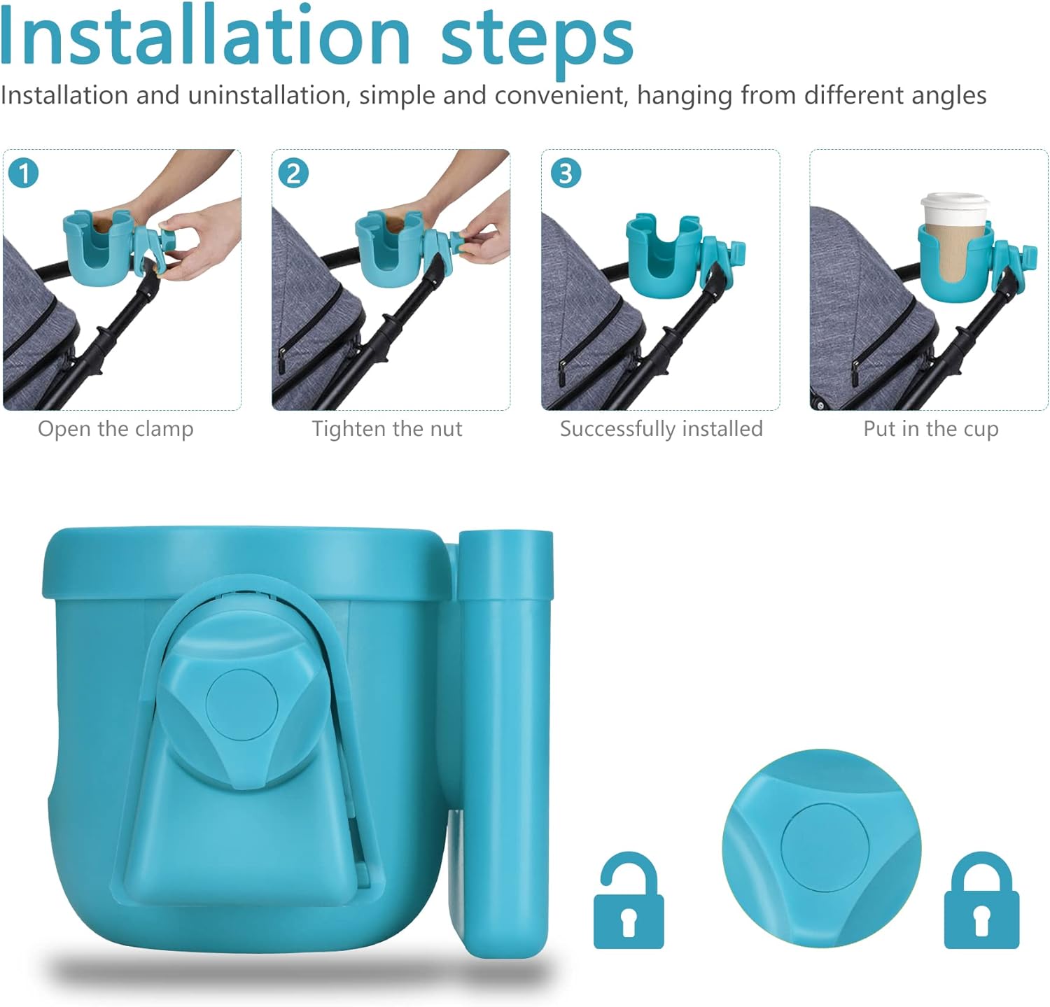Universal Stroller Cup Holder, Adjustable Drink Holder with Phone Holder for Baby Stroller, Wheelchair, Walker, Bike, Scooter, Gifts for Family Member.