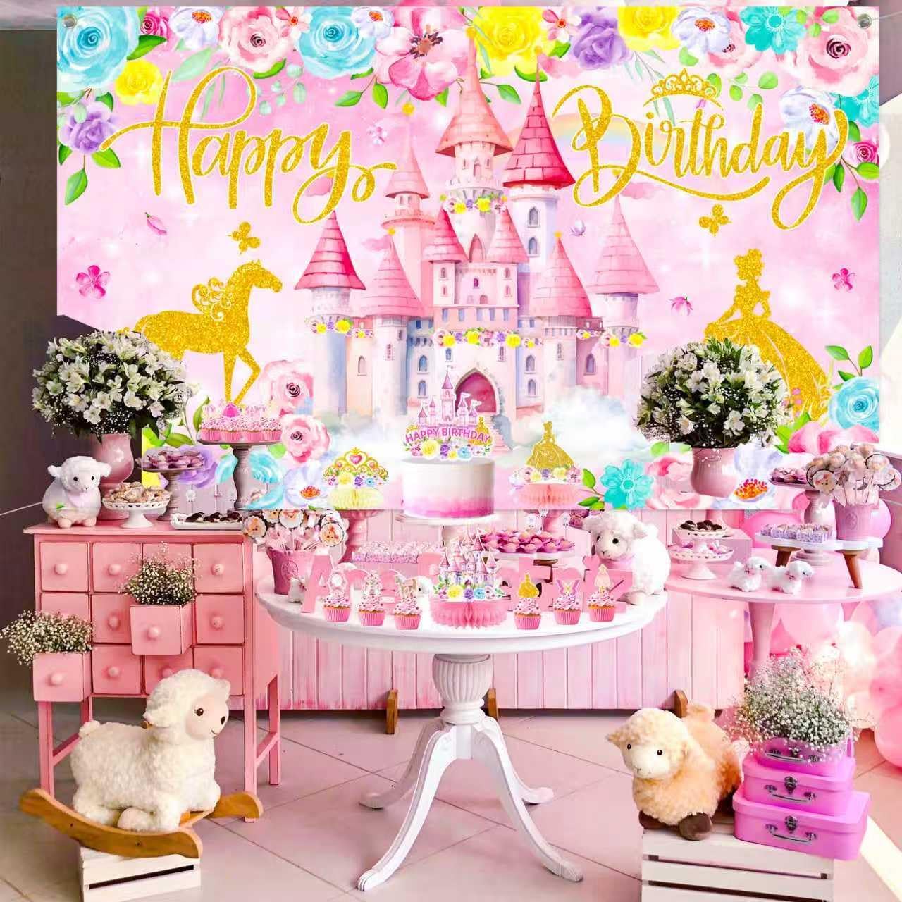 Pink princess kids party decor