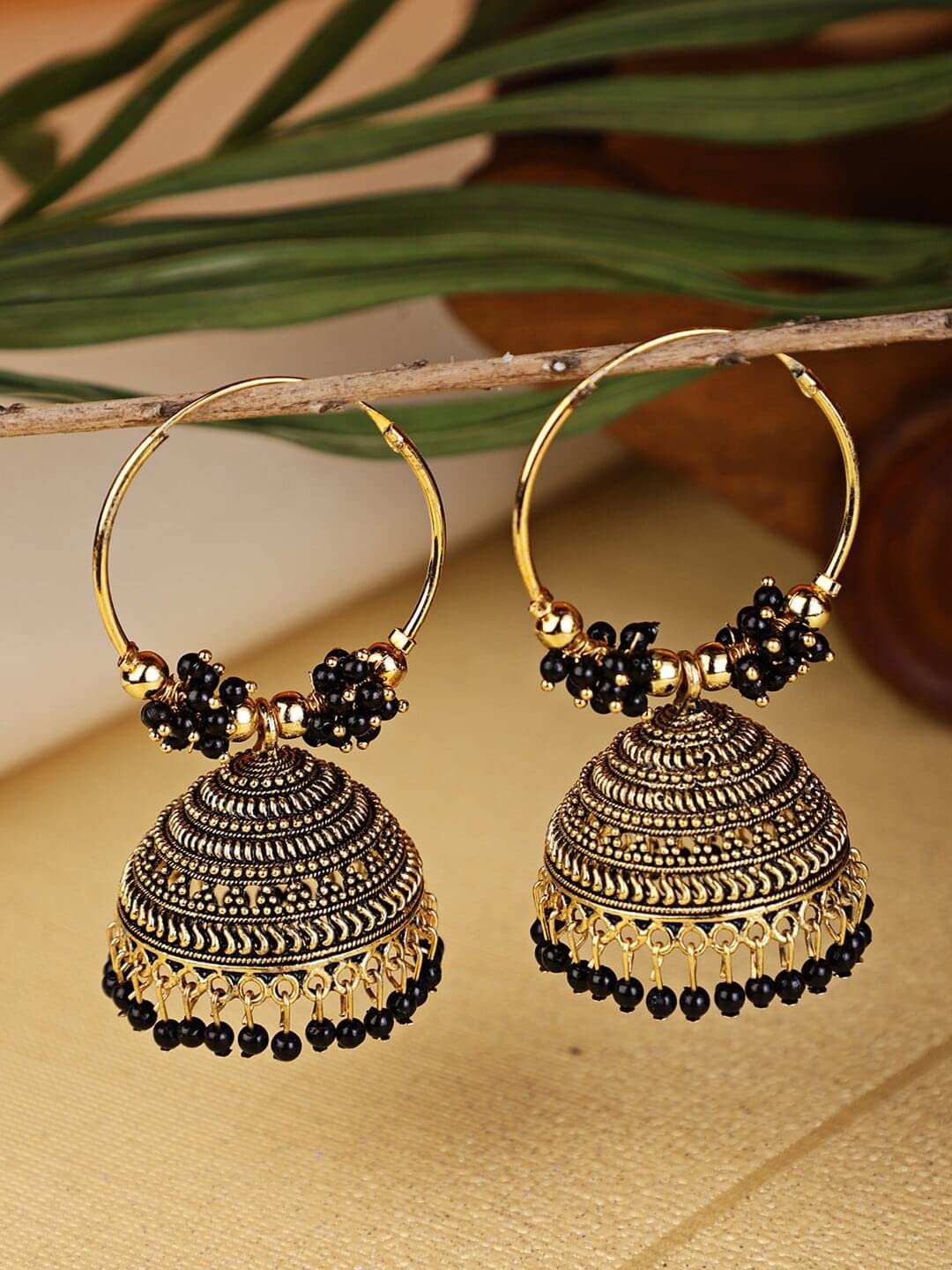 Gold-Plated Circular Jhumkas Earrings