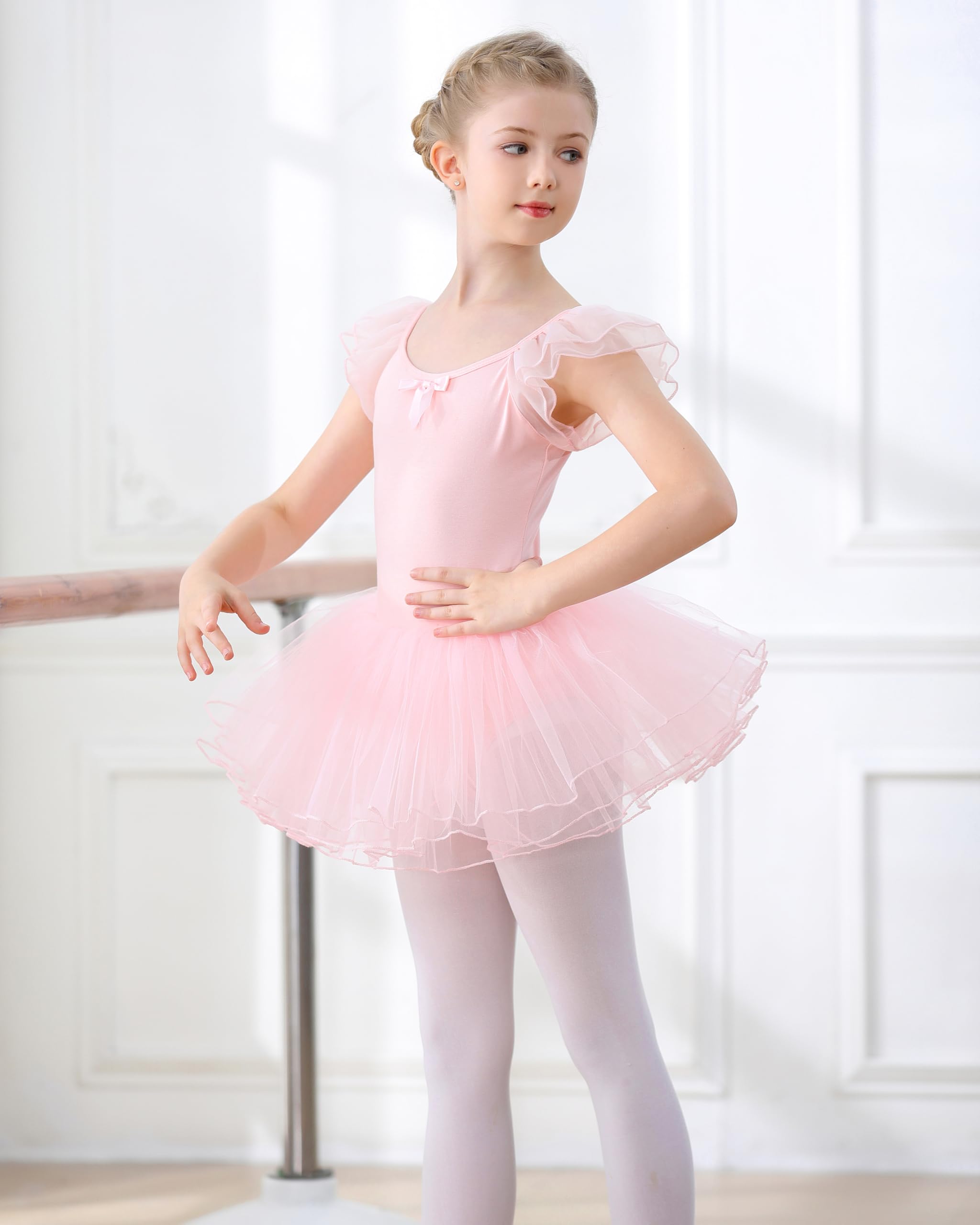 Robe de Danse Ballet pour Fille Coton Justaucorps de Ballet Tutu Danse Classique Fille