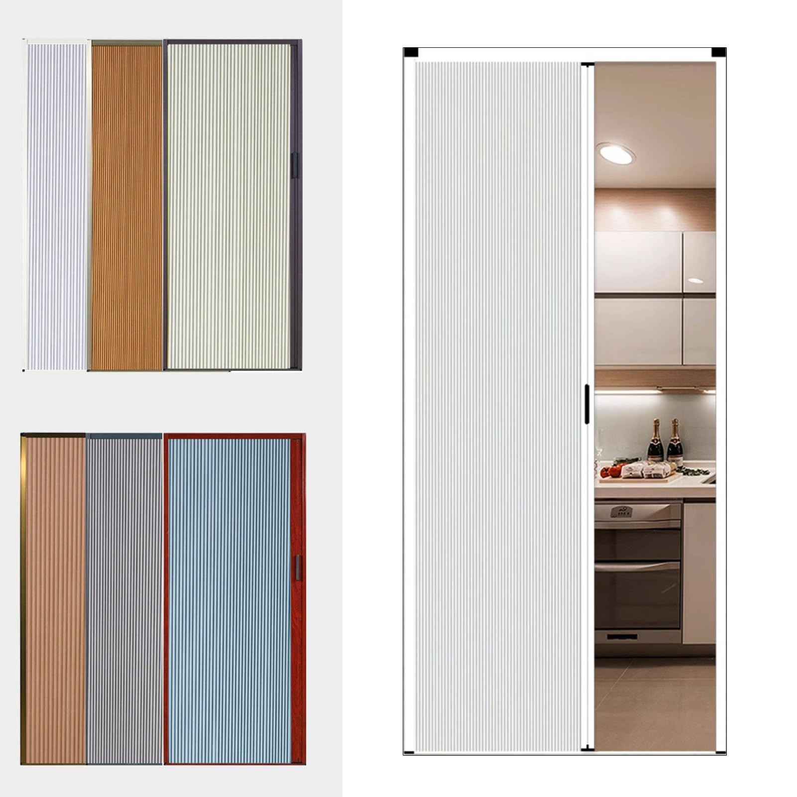 Puerta Corredera Plegable Puerta Plegable Cerradura, Tamaño Personalizado, Ahorra Espacio – Puertas Correderas Interior de Panal, Sin Taladrar, Kit Separador Ambientes Magnético para Cocina Baño