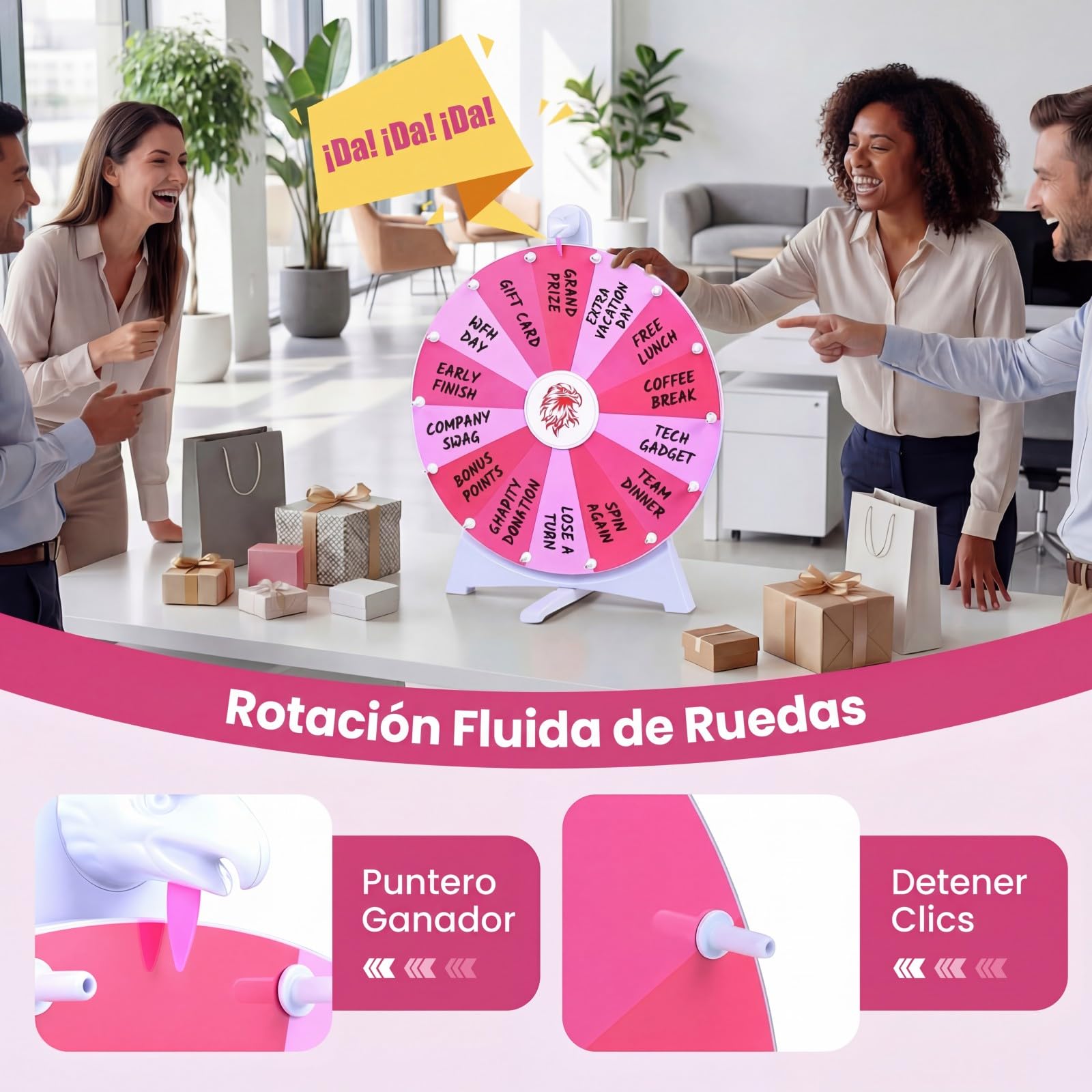 COSTWAY 20" Ruleta de Premios de Sobremesa con 14 Ranuras (Rosa)