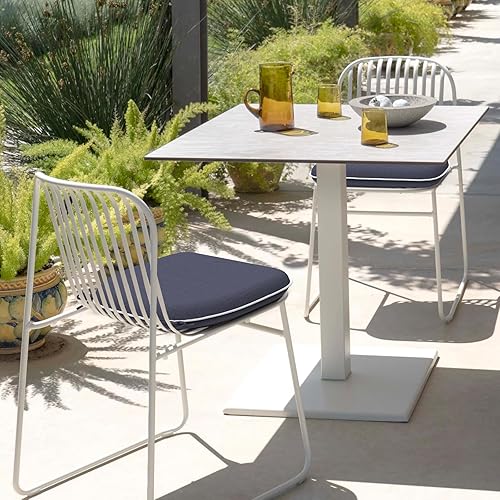 Miniatura 6 de Juego de 2 cojines para sillas de exterior con lazos, almohadillas repelentes al agua para sillas de patio de 17 x 16 pulgadas para muebles de