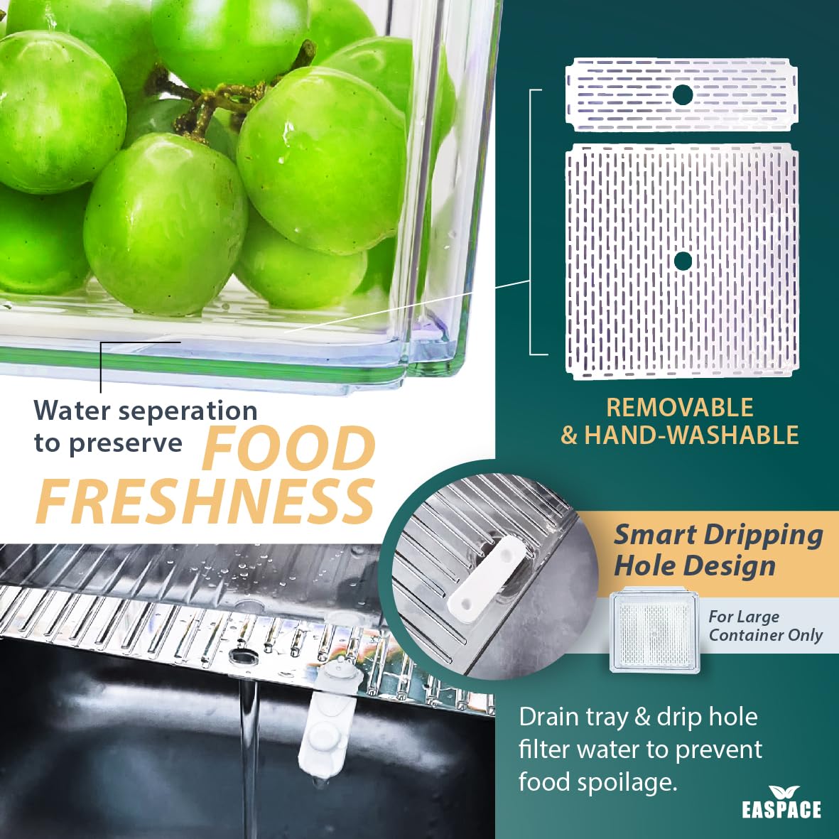Paquete de 10 contenedores organizadores transparentes para refrigerador con tapas y agujeros de drenaje, juego de recipientes apilables, recipientes de almacenamiento de plástico sin BPA para