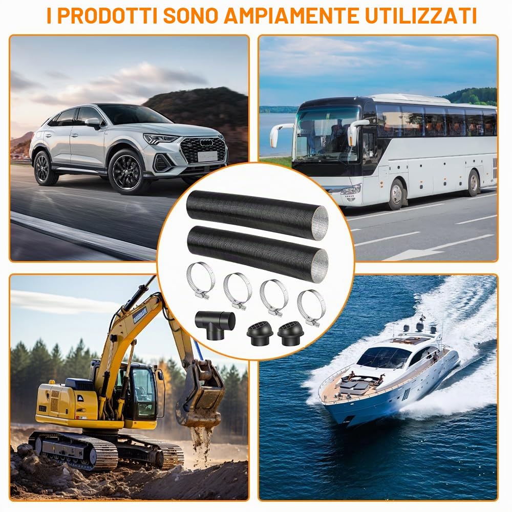 75mm Condotto del Tubo di Riscaldamento, Tubos per Riscaldamento Auto, Riscaldatore Condotto T Tubo Presa Scarico dell'aria Calda per Webasto Eberspacher