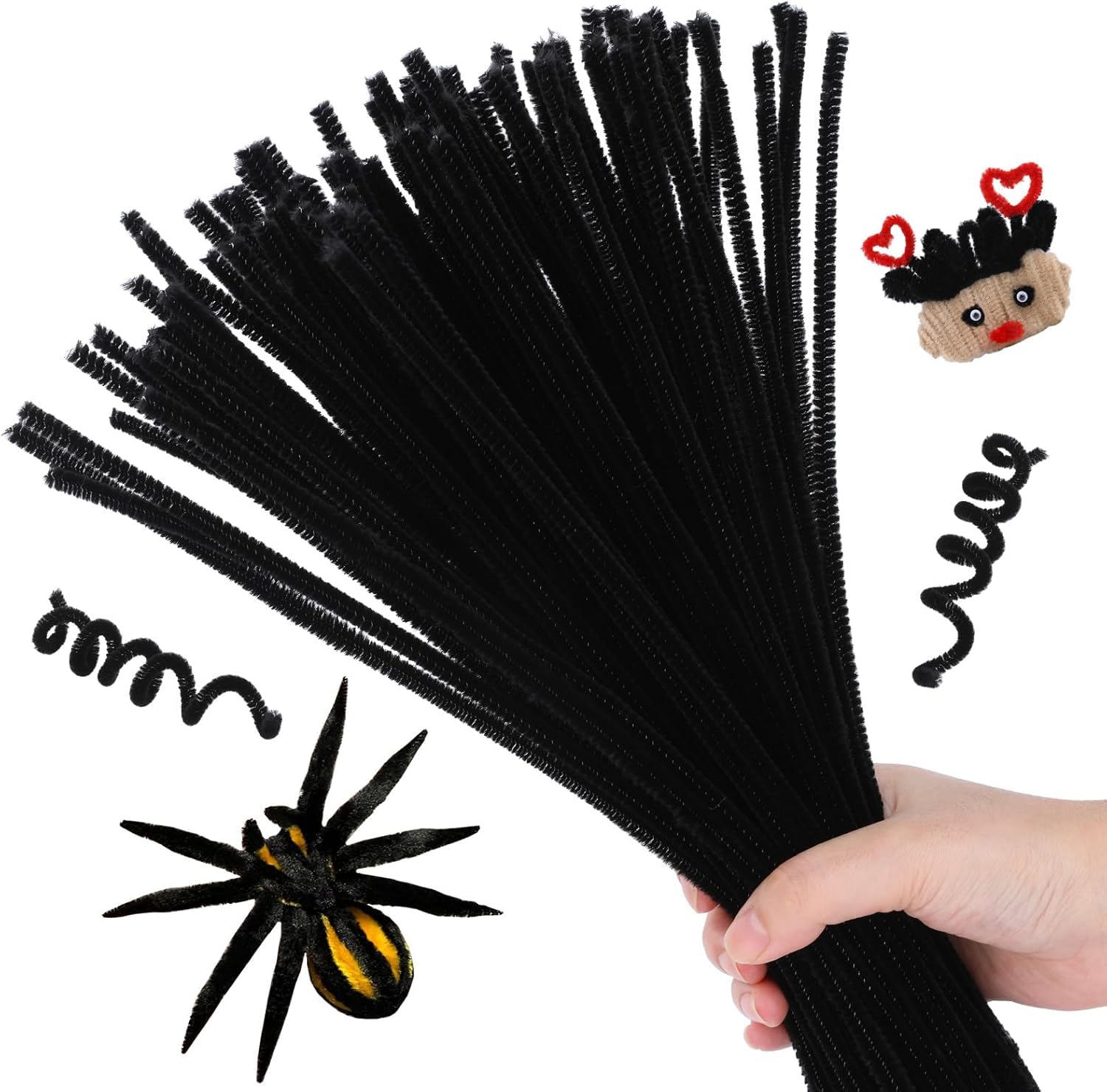 Asian Hobby Crafts Pipe Cleaners for Craft Projects, DIY Accessory, Scrapbooking & Creative Activities|100 Pieces|Color-Black|Size-12 inch