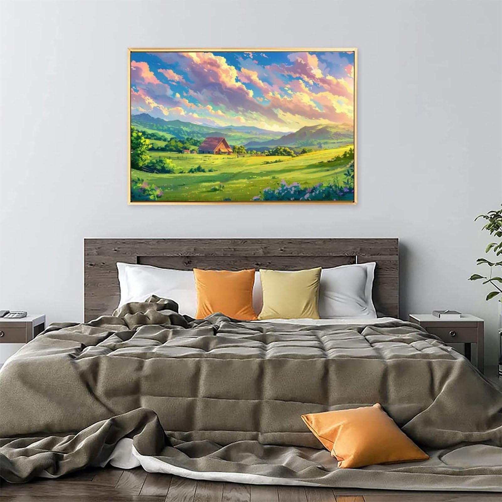 Amazon.co.jp: 絵画 美しい田畑と田園風景 アートパネル