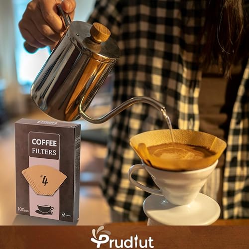 Miniatura 5 de 200 filtros de café en cono #4 de 8 a 12 tazas, filtros de café desechables, 4 conos de papel natural sin blanquear, 4 filtros, papel compatible con