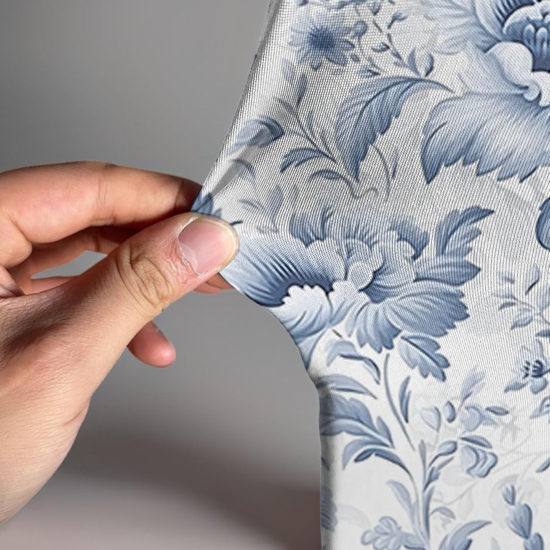 Bogen-Hintergrund Aus Spandex Für Feiern | Französisches Toile-Muster In Blau-Weiß – Dehnbar, Wiederverwendbar, Leicht Zu Montieren