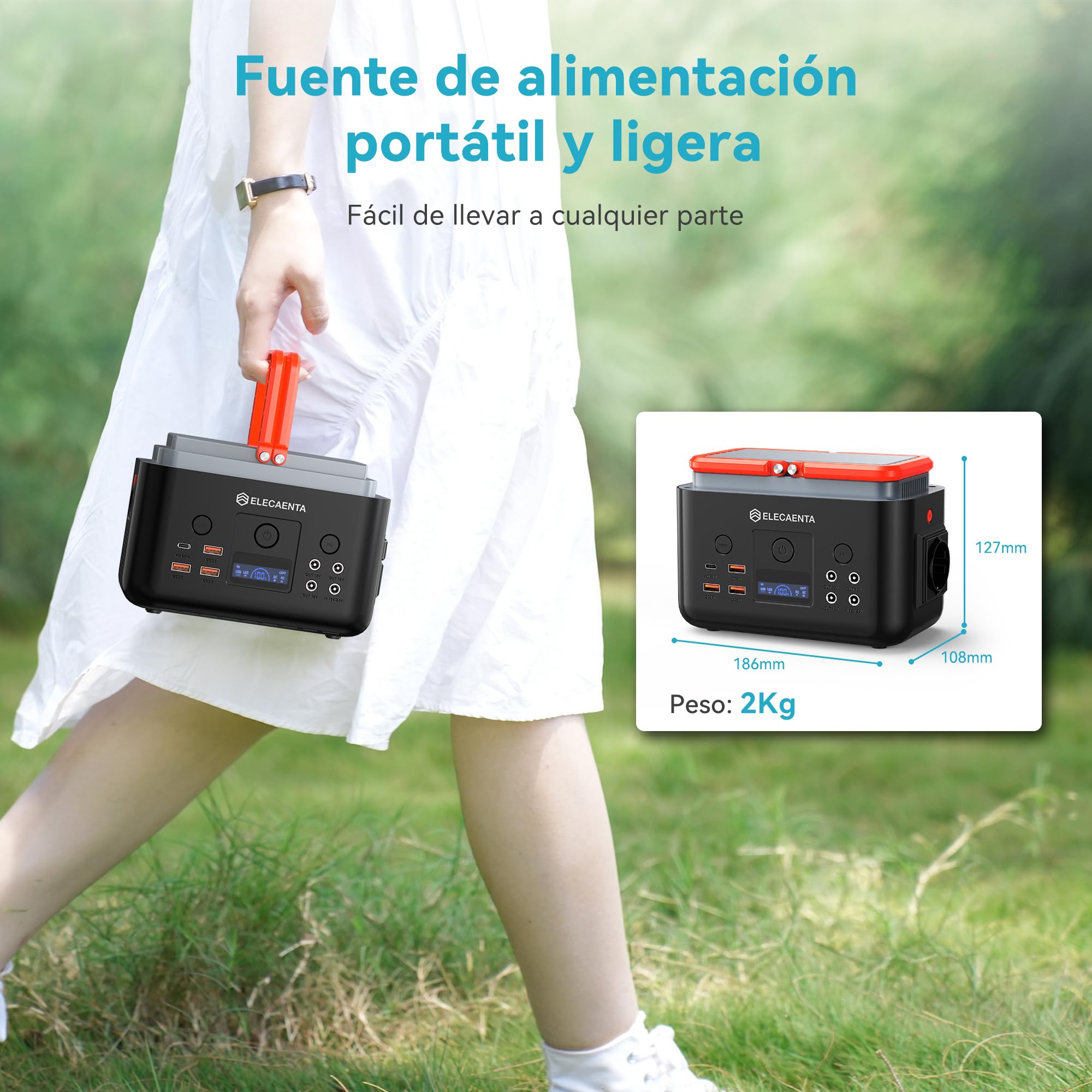 Estación de Energía Portátil 200Wh con Cargador Solar Portátil 60W, Acumulador Portatil Energía LiFePO4 Batería de Reserva para Camping y Emergencia