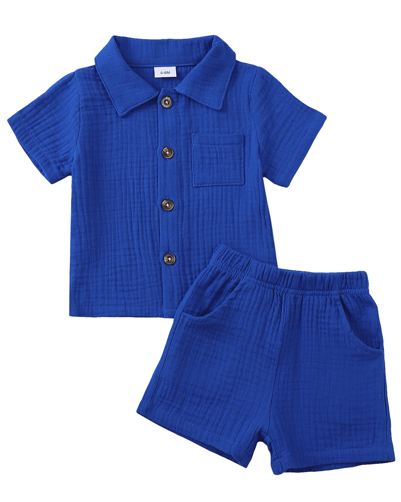 Jecson Baby Boy Clothes Baby Boy Outfits Baby Boy Summer Clothes Cotton 2 Piece Set with Button Down Shirt and Shorts 0-3T