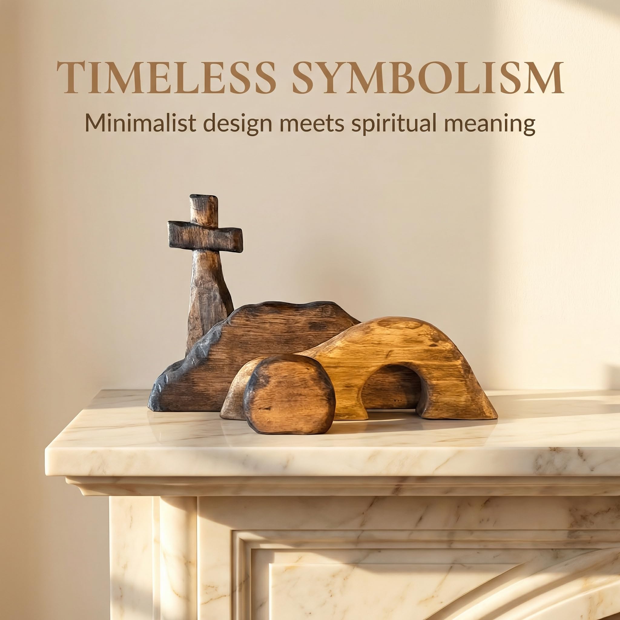 Set da tavolo con croce e tomba vuota, con croce e croce della risurrezione pasquale, decorazione cristiana religiosa pasquale per casa e ufficio