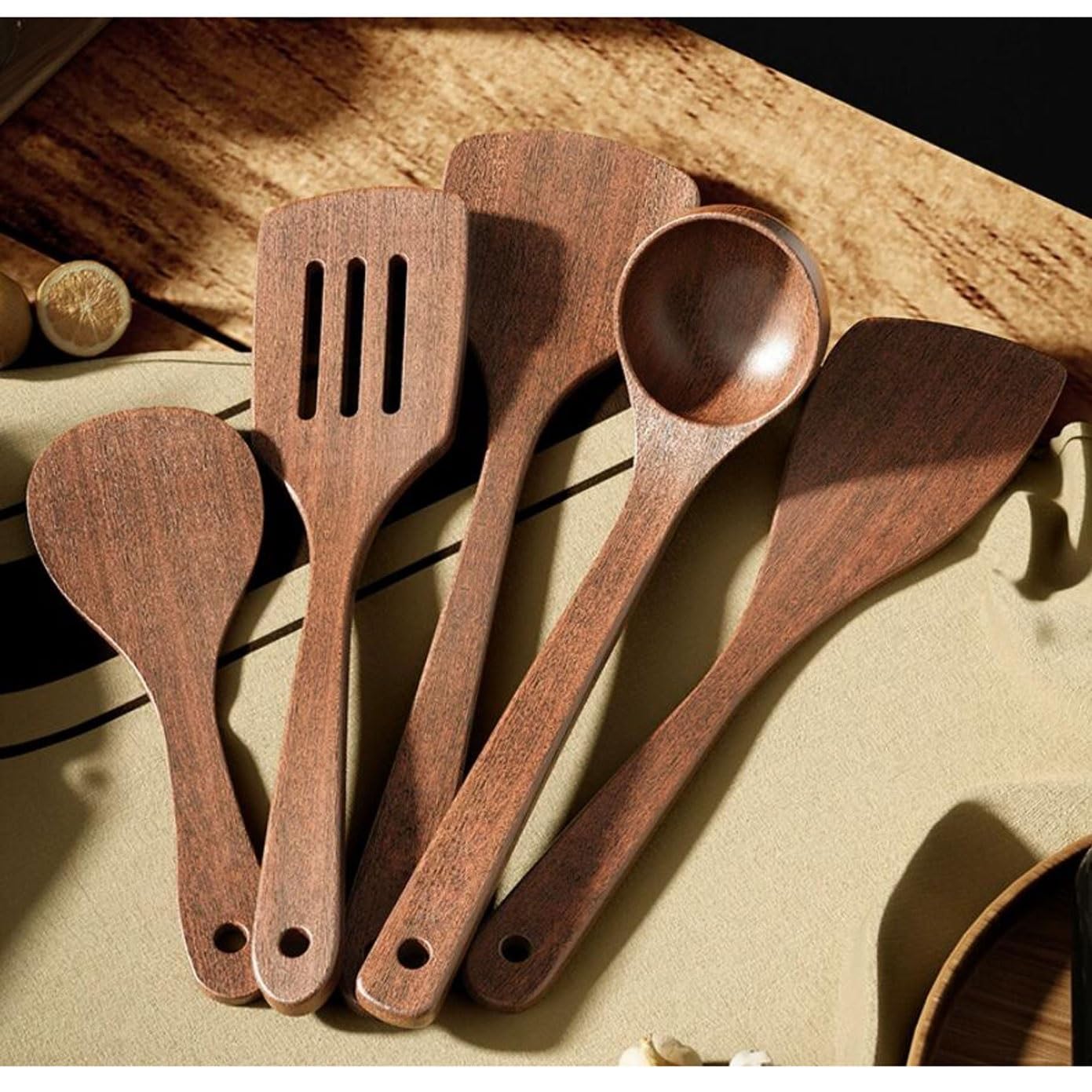 Holz Kochutensilien 5 Stück Sets Kochlöffel Spatel Küche Kochgeschirr Gadgets