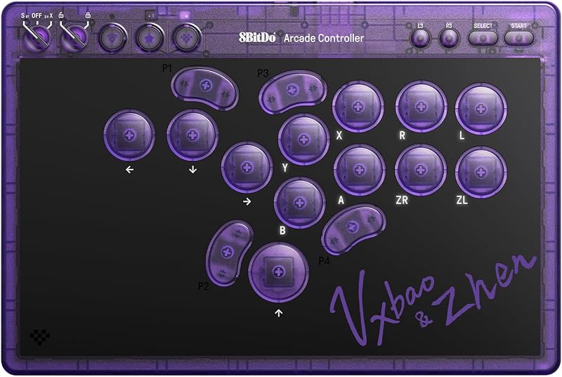 8BitDo All-Button Arcade Controller for Switch & Windows, Signature Edition | Leverless, All-button, Ultimate precision, Low-profile Linear Switches, 4 Programmable Buttons, Hot-swappable PCB, Ultra thin