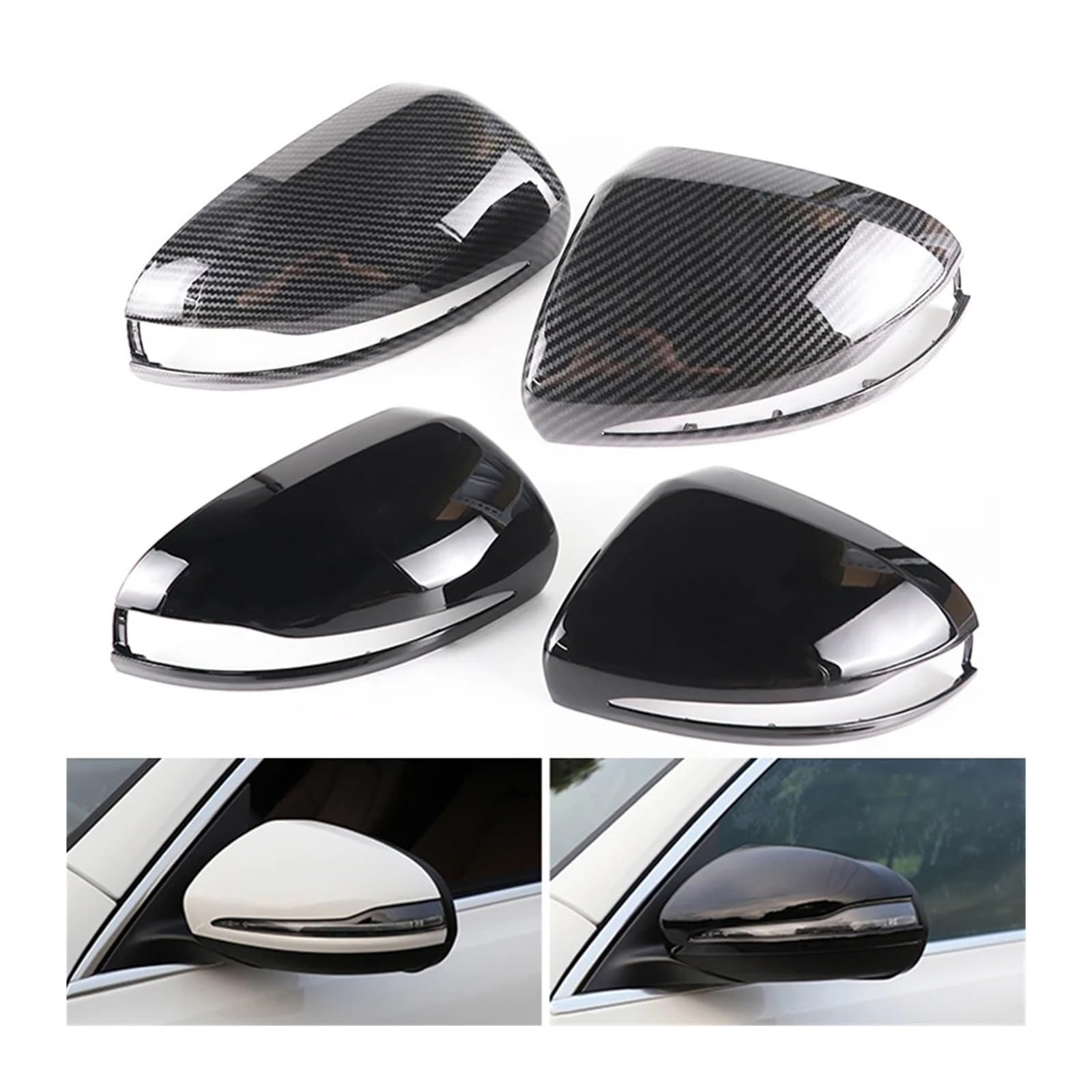 osłona lusterka bocznego 2 szt. do modeli C, GLC, S, E, klasy W205, X253, W222, W213, W238, osłona lusterka wstecznego, lewa strona, karbonowa, czarna(Carbon pattern-1)