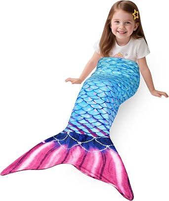 Catalonia Kids Mermaid Tail Blanket, Flannel Wearable Blanket for Girls | Fish Scale Pattern, Fits Ages 314, Cozy for Sleeping, Reading and Movie Time, Birthday and Holiday Gift for Daughters