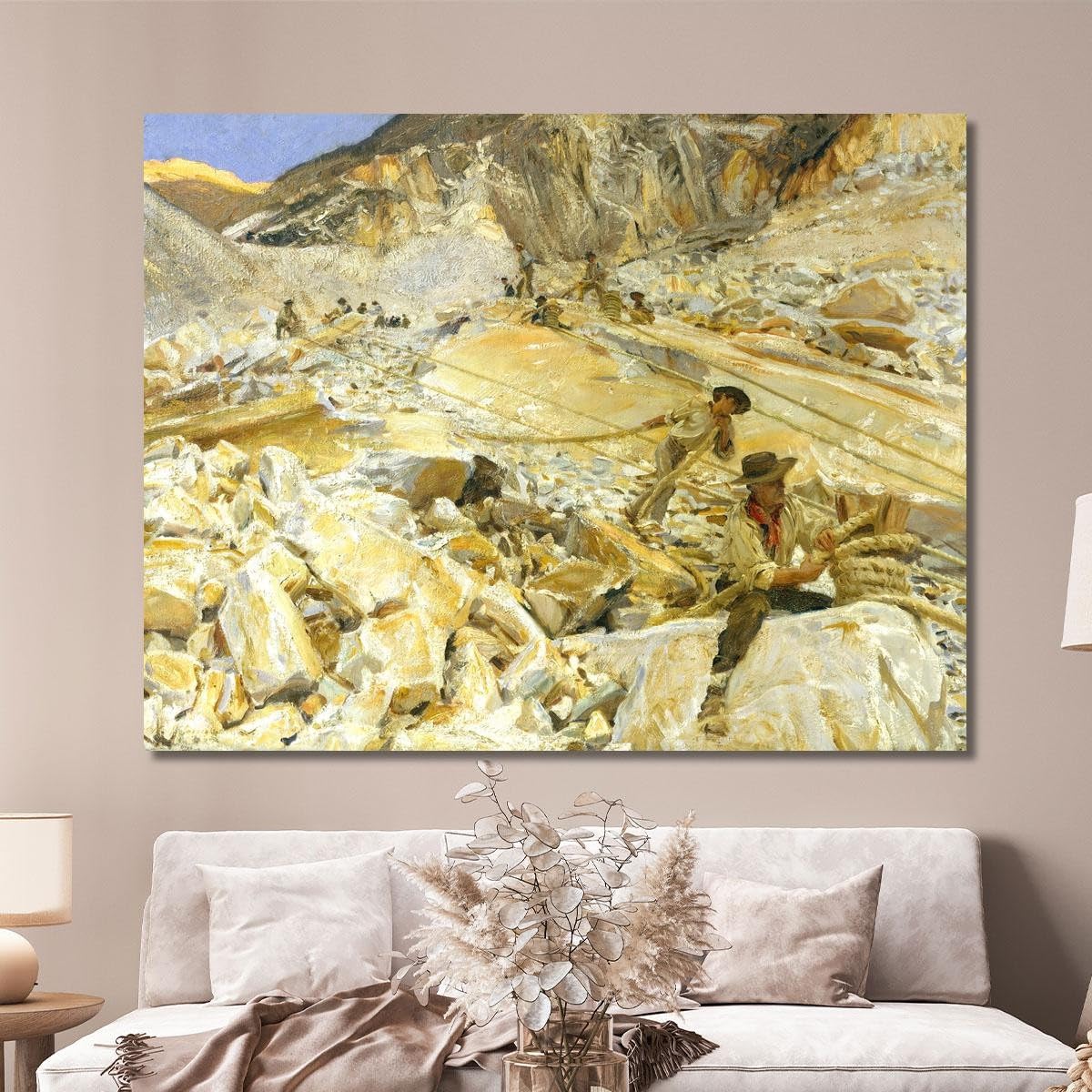 Trasporto del Marmo dalle Cave A Carrara John Singer Sargent, jss30 Quadro Stampato su Tela, 75x60 cm