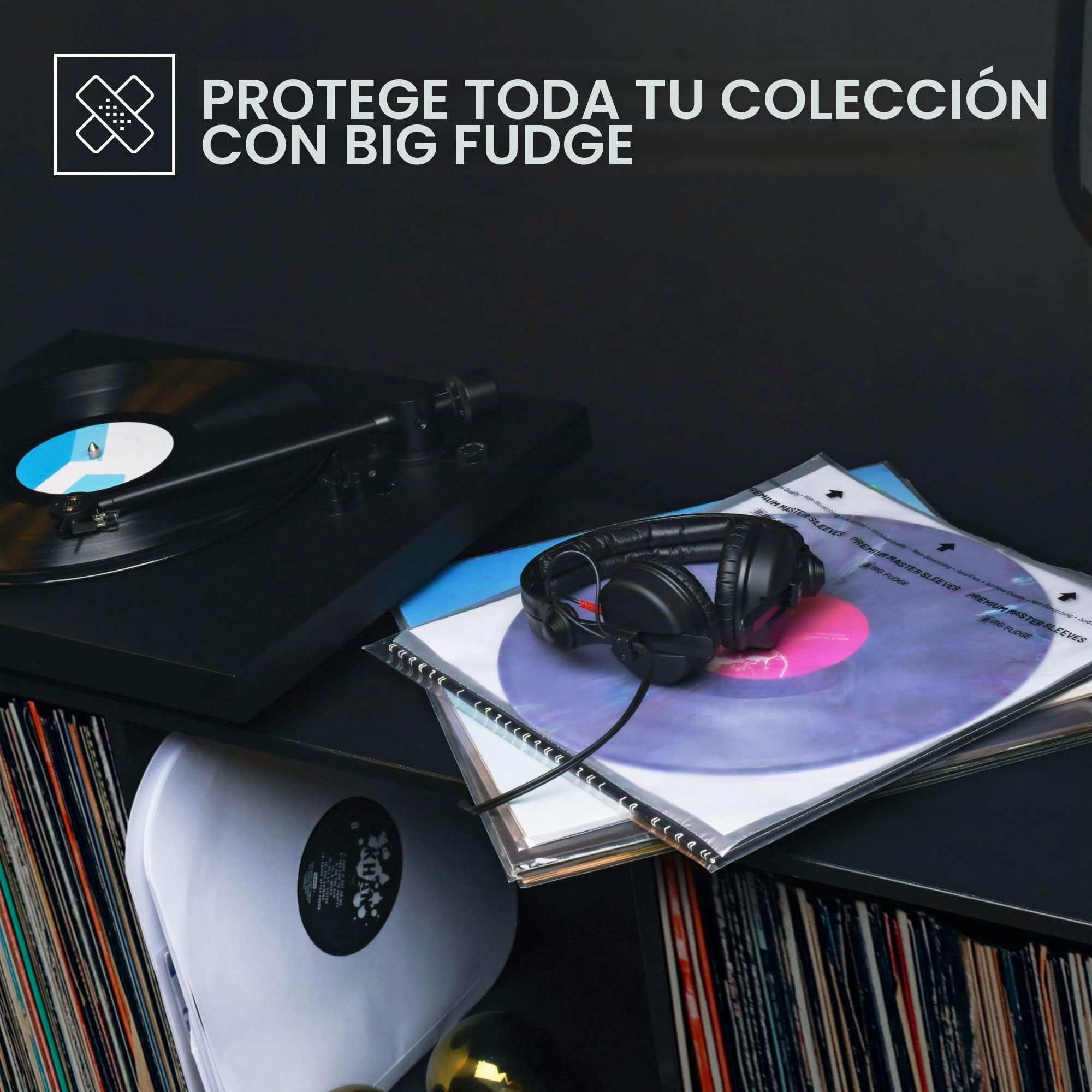 Big Fudge Fundas Vinilos LP Interior - 30cm x 50 uds. - 50x Funda Vinilo Papel de Arroz Antiestático para Archivar - Fundas Interiores Vinilos 12" Transparente de 3 Capas
