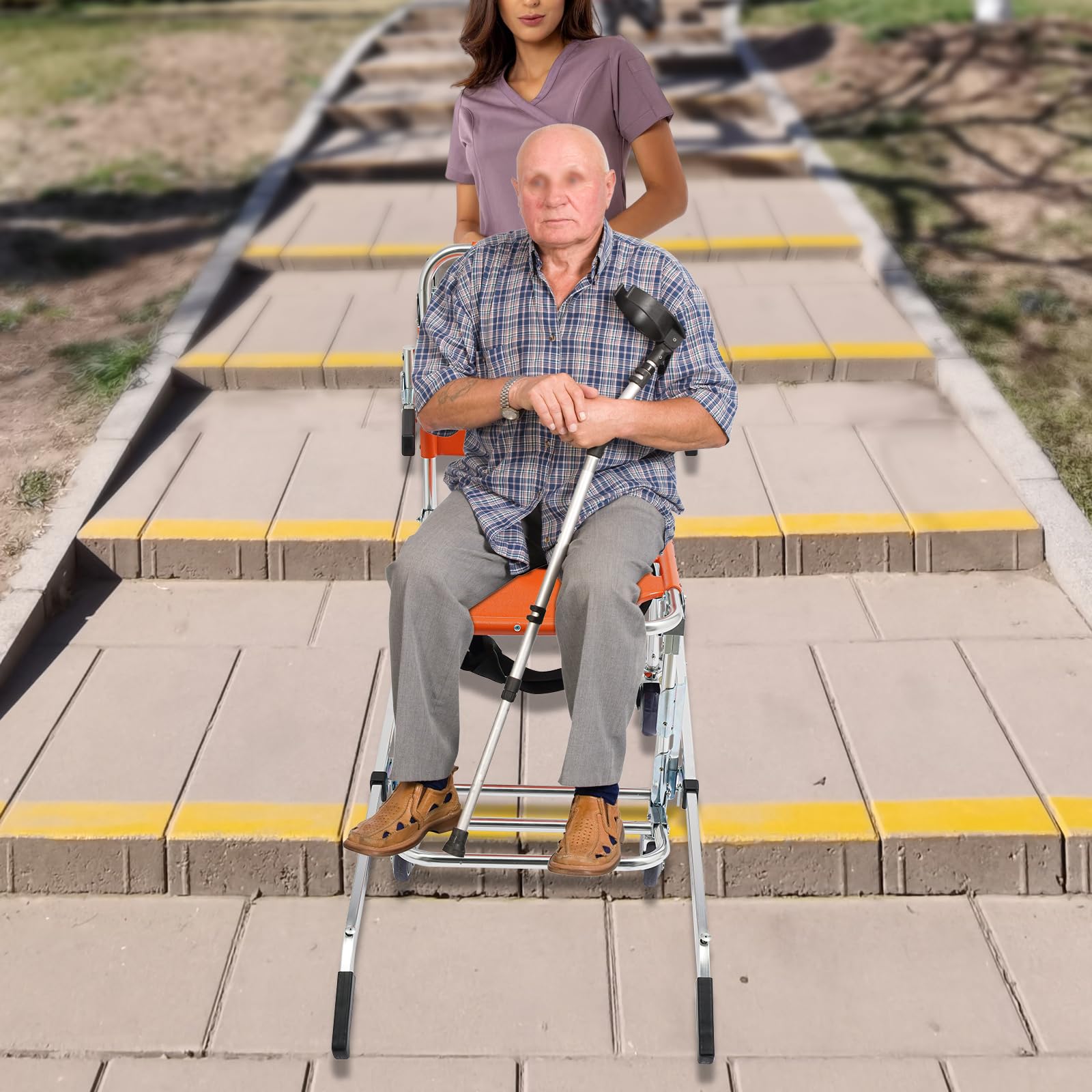 Silla de transporte plegable para escaleras, con cuatro ruedas y correas de asiento de liberación rápida, 159 kg, peso de carga, ligero, plegable, aleación de aluminio, para emergencias
