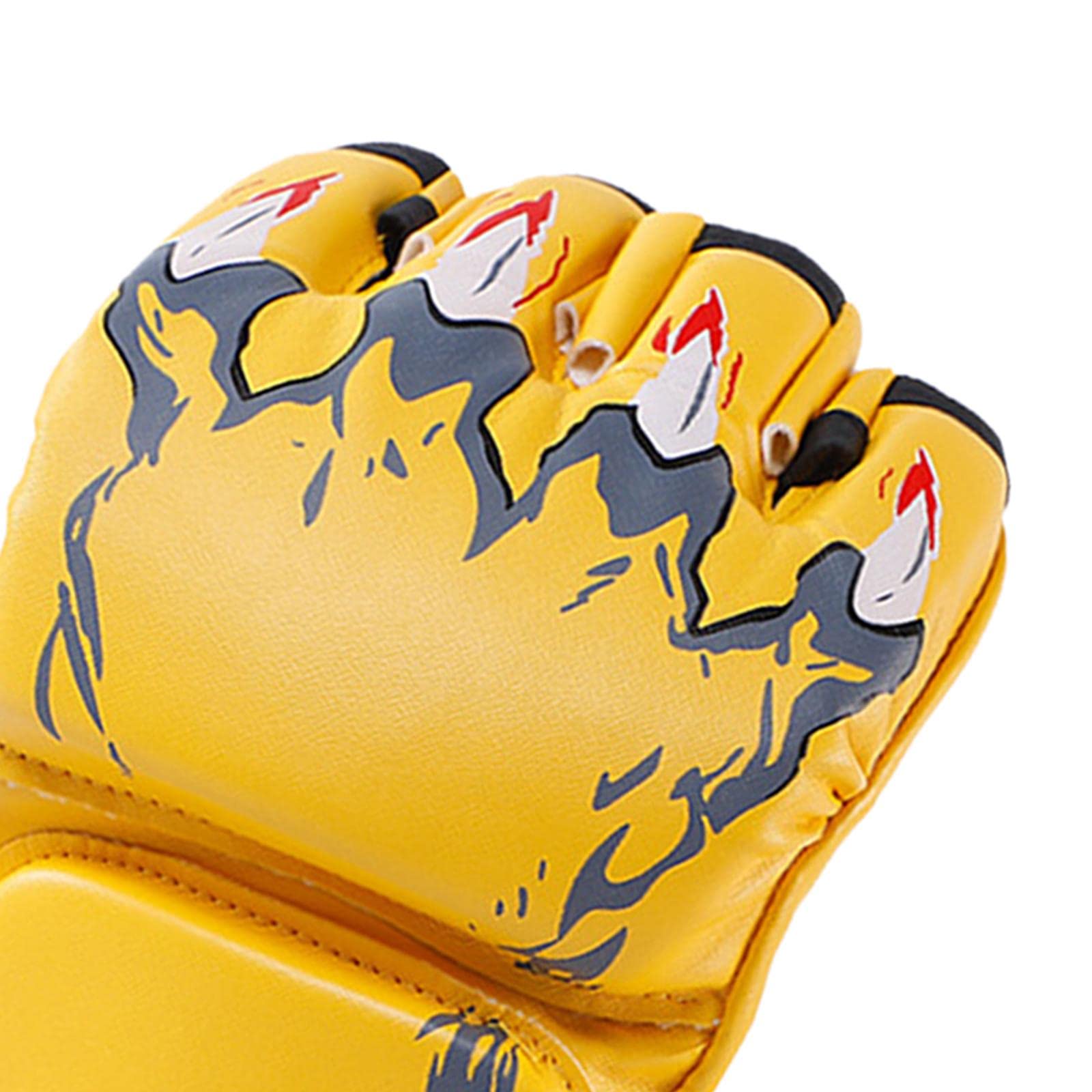 harayaa Gants de MMA, équipement de Protection Paumes Ouvertes Respirantes Mitaines légères pour Femmes Hommes Jeunes poinçonnage Sac Lourd Sparring, Griffe de Tigre Jaune