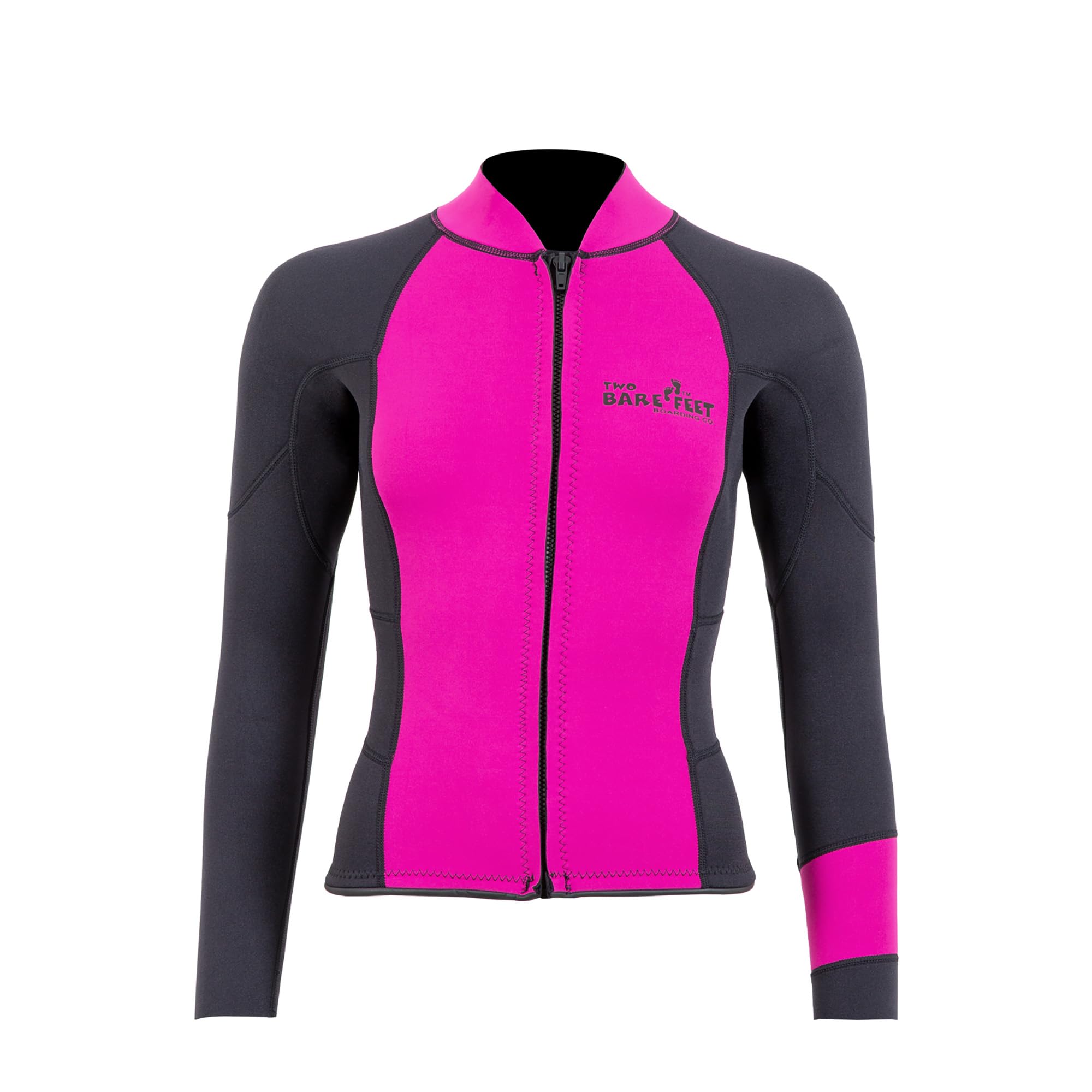 Two Bare Feet Women's Harmony 3mm Neoprene Wetsuit Jacket – Front Zip Thermal Surf Top for Swimming, Paddleboarding & Watersports (Raspberry/Black, S) — image 1