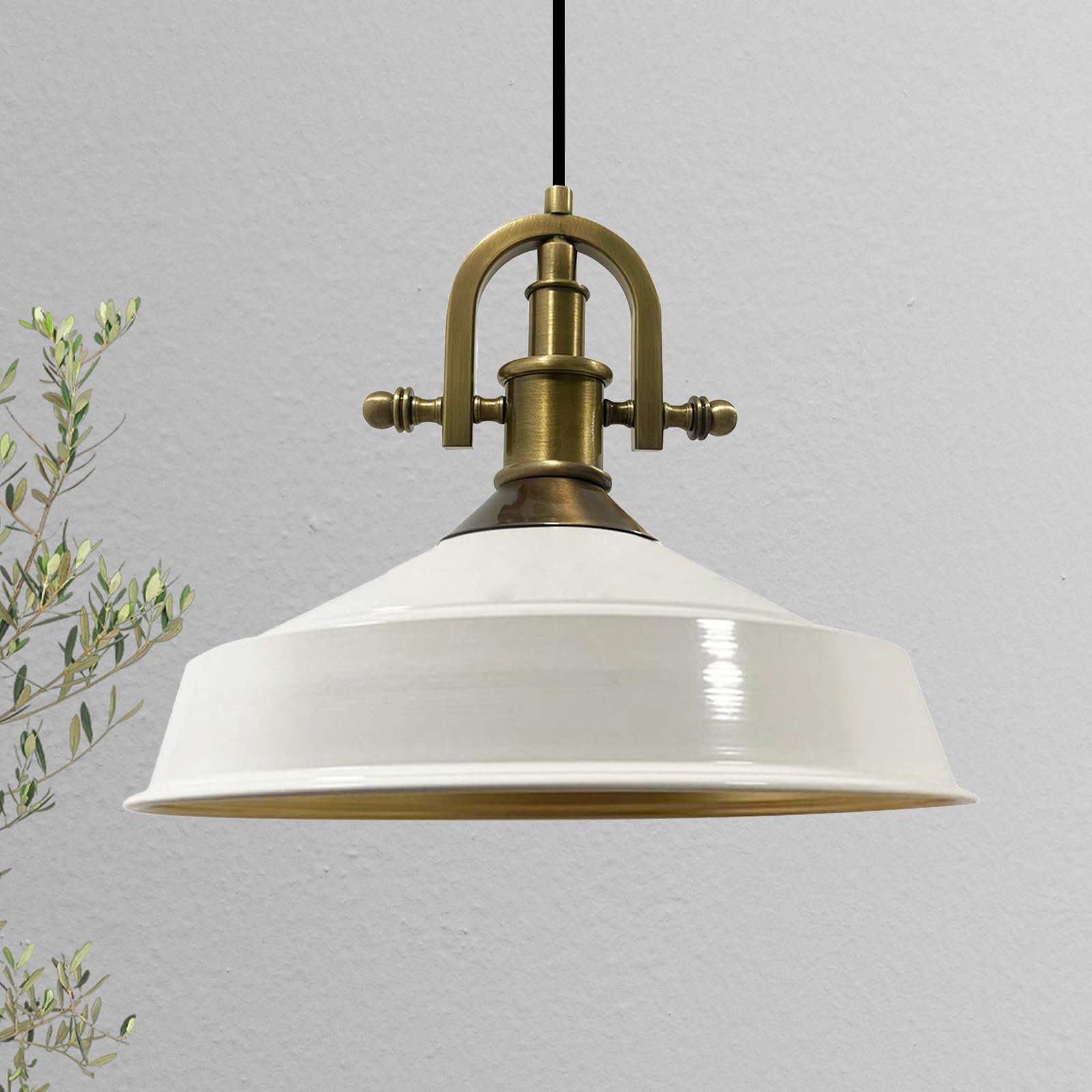 Bamyum White Asletl-Marine Hanging Lamp Industrial Pendant Light, 41 Cm Lamp Shades, Modern Metal Kitchen Island Lights, E27 Pendant Lamp For Living Room And Dining Room, Pendant Light