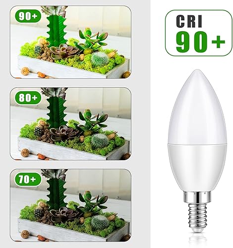 Miniatura 5 de Treela Paquete de 30 bombillas LED para candelabros E12, bombillas de ventilador de techo 5000 K, bombillas blancas de 6 W, bombillas de araña para