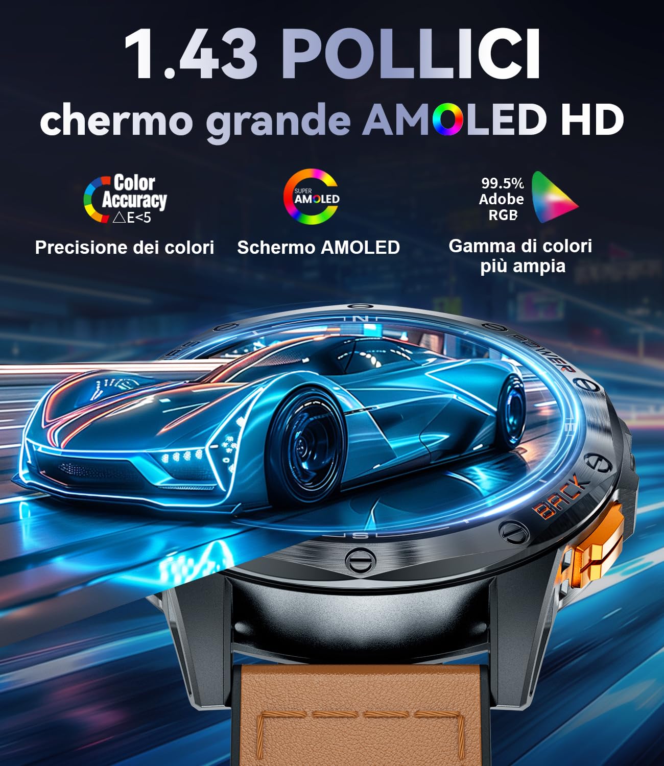 DREMAC GPS Smartwatch Uomo 48mm,Orologio Fitness Impermeabile IP68 con Monitoraggio della Salute 24/7, 110+ Modalità Sportive, Chiamate Bluetooth, Torcia, Batteria da 30 Giorni per iOS Android