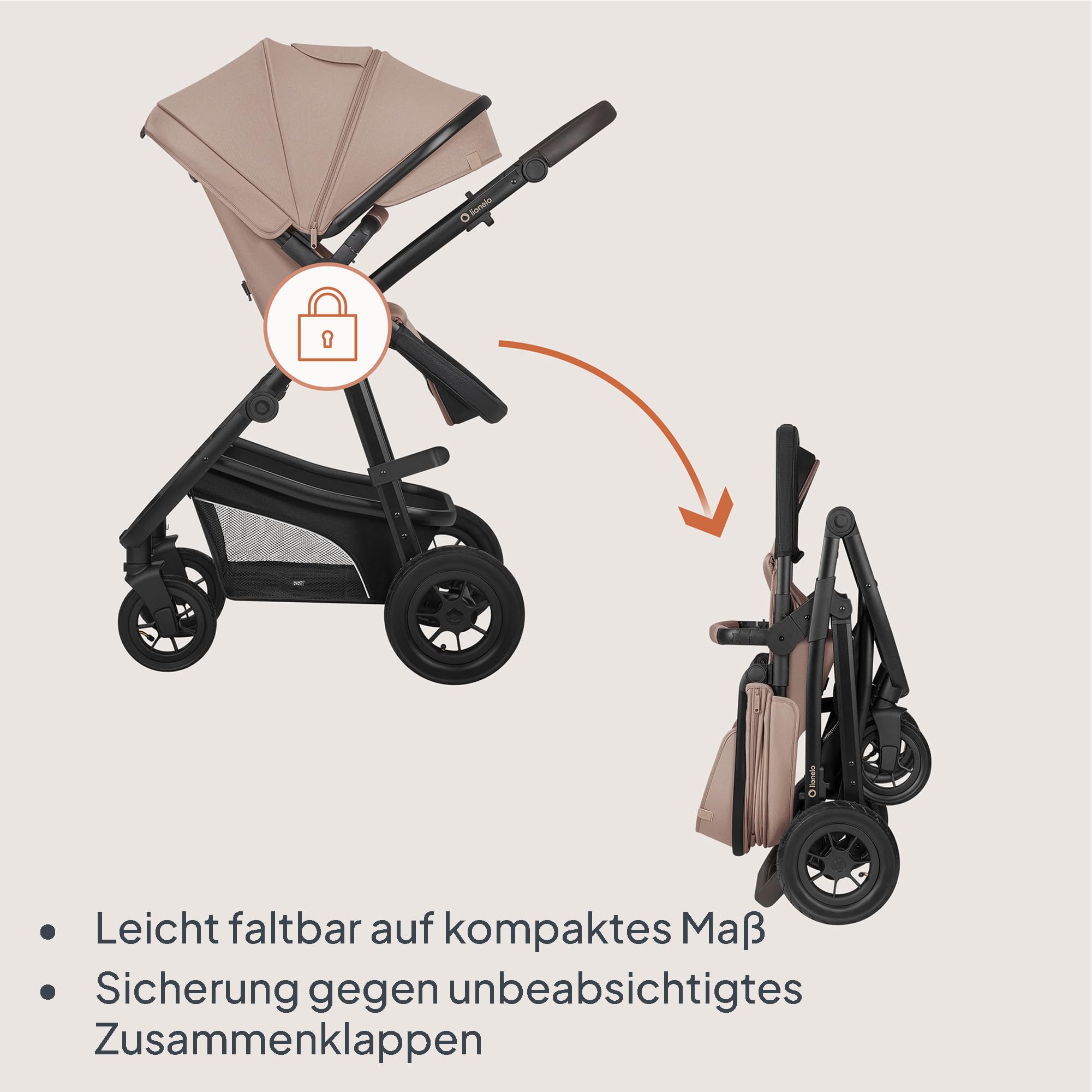 LIONELO BIANKA Kinderwagen 3 in 1 bis 22 kg, Babywanne, Autositz