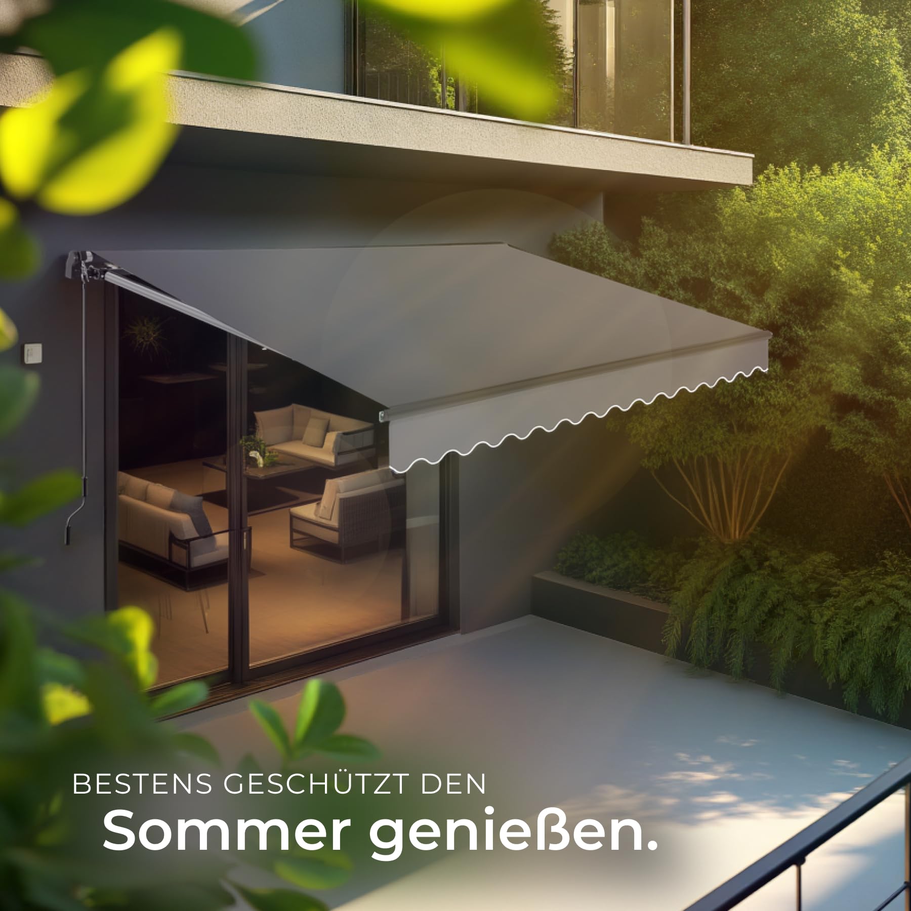 tectake® Gelenkmarkise, Markise ausziehbar mit Gelenkarm, Sonnenmarkise mit Wandhalterung, Sichtschutz Garten, Sonnenschutz Balkon, Markisen für Terrasse, Fenstermarkise - dunkelgrau, 300 x 250 cm