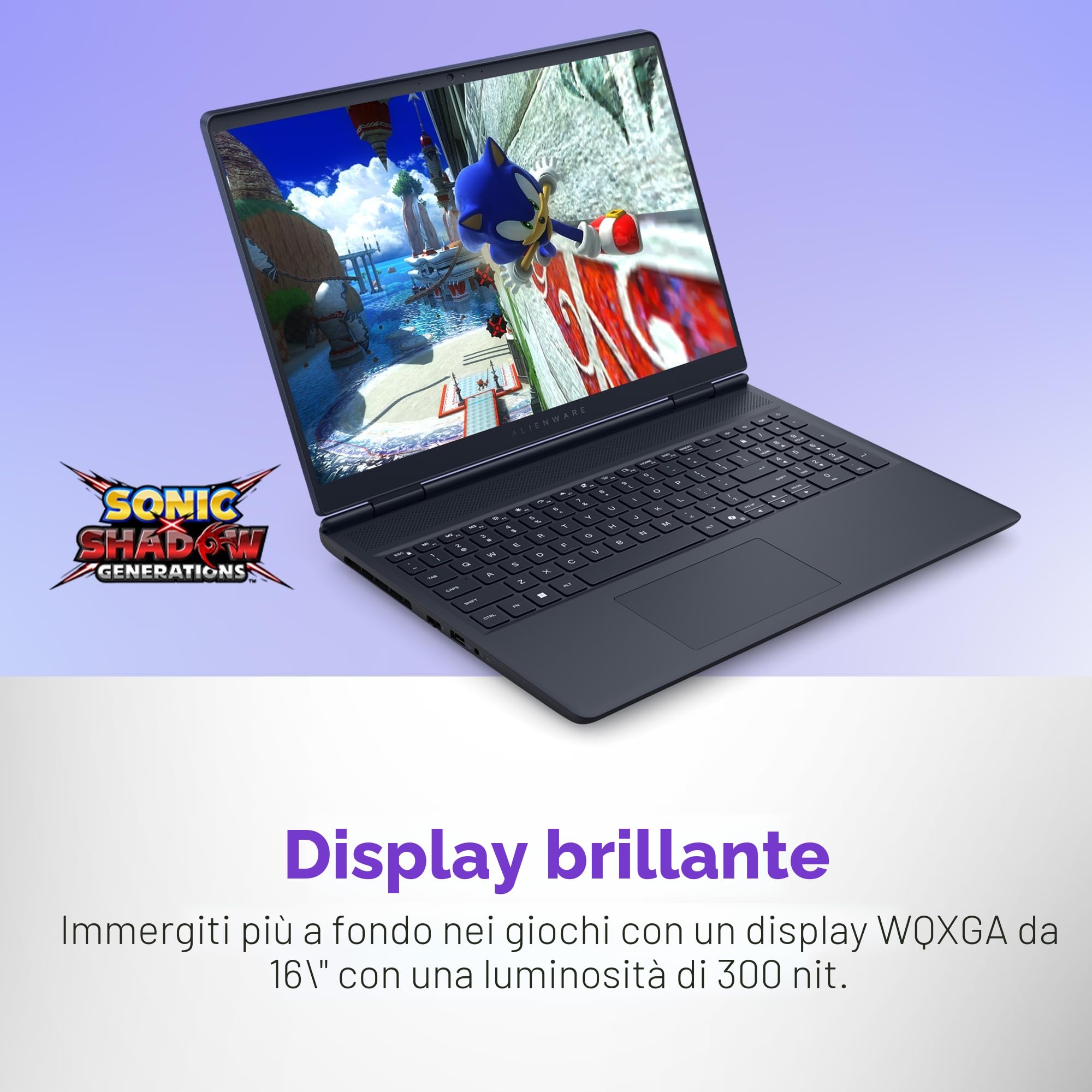 Alienware 16 Aurora Laptop da gioco AC16250-16" WQXGA 120 Hz, processore Intel Core 7-240H, RAM DDR5 16 GB, SSD da 1 TB, scheda grafica NVIDIA GeForce RTX 5050 8 GB, Windows 11 Home