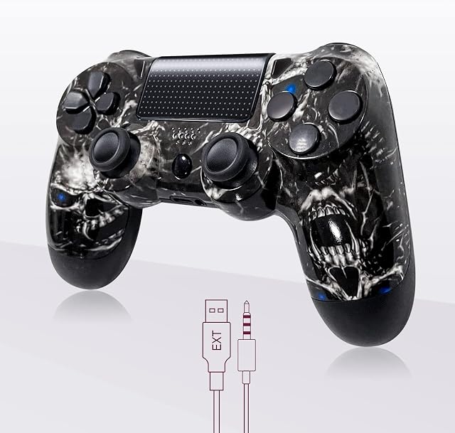 HENTOK Wireless Controller for PS-4,Dual Vibration Gamepad Compatible with Ps4/Pro/Slim (graffiti black)