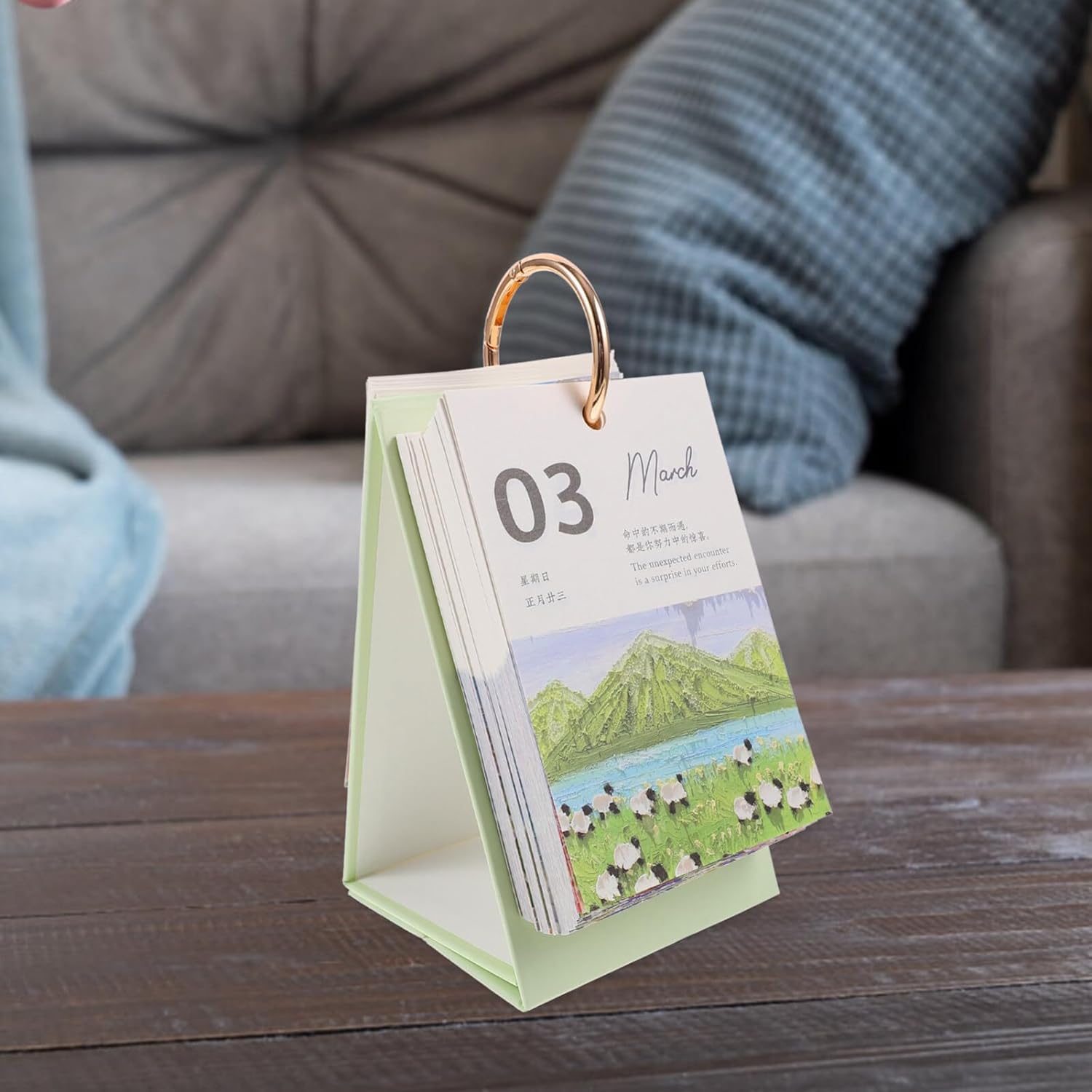 Großer Tischkalender 2024, 3D-Kalender, 2024 Schreibtischkalender, kreatives Ölgemälde, stehender Flip-Tischkalender Januar 2024 – Dez. 2024, dickes Papier + Metallringbindung, 365-Tage-Planer,